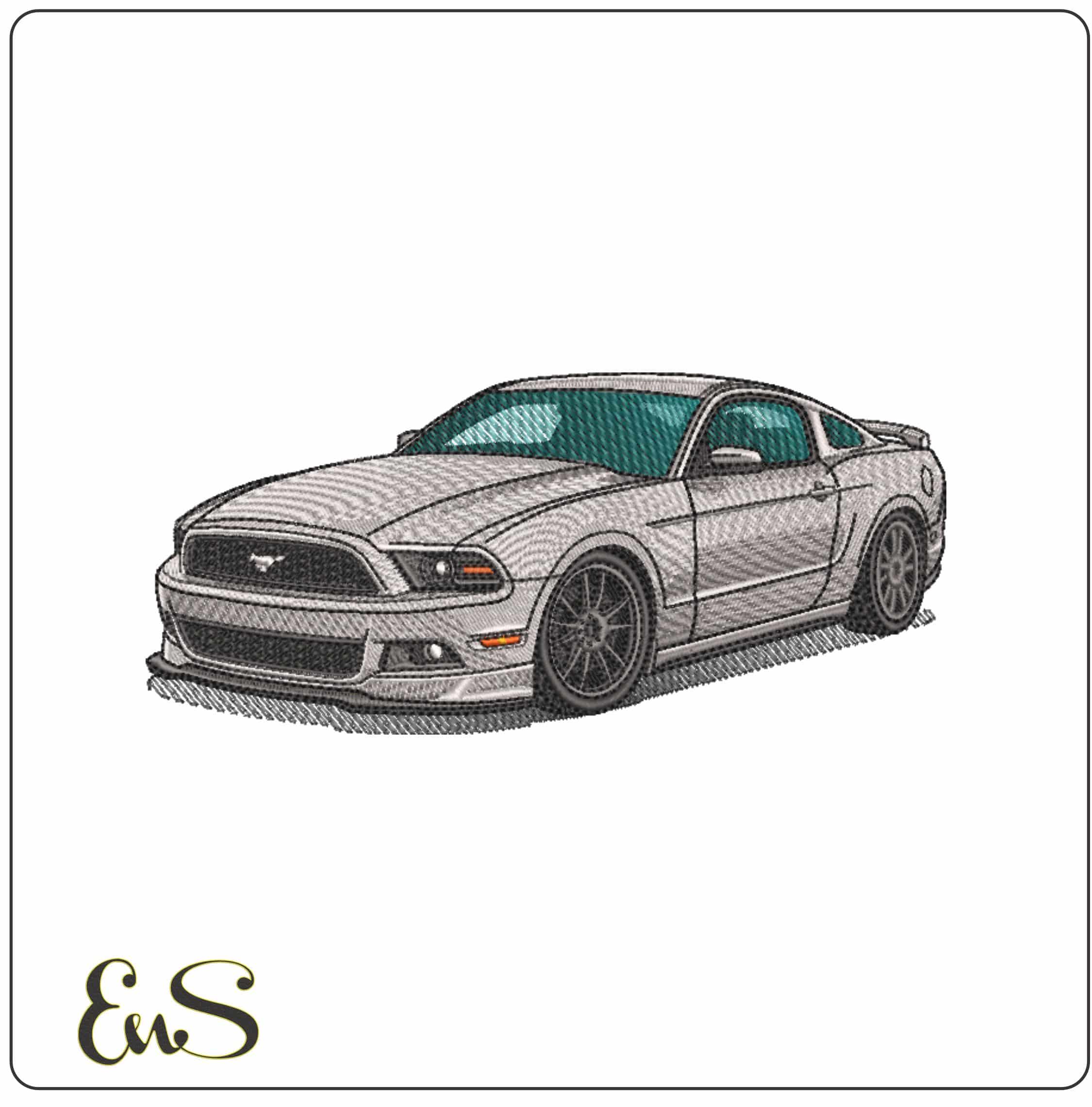 Ford Mustang GT 2014 - Elegant embroidery design file-instant download