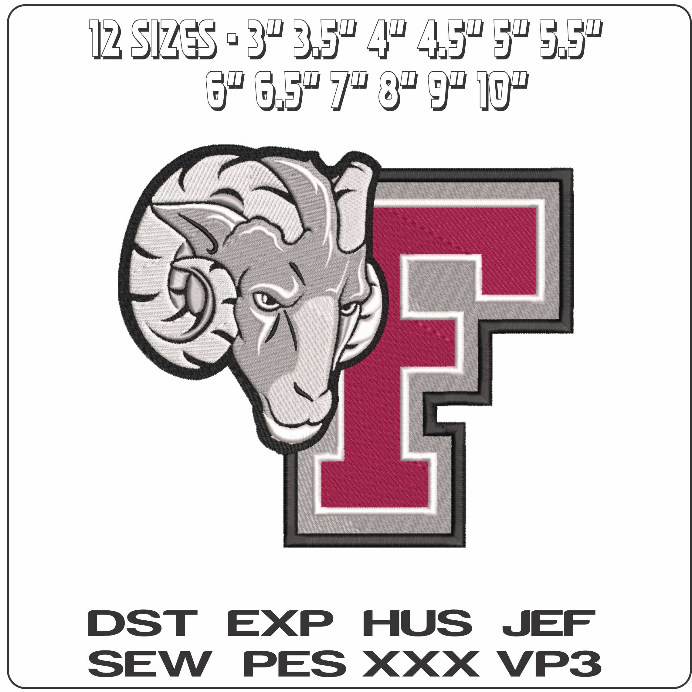 Fordham Rams 2008 on Fordham University - Elegant embroidery design file-instant download — view 2