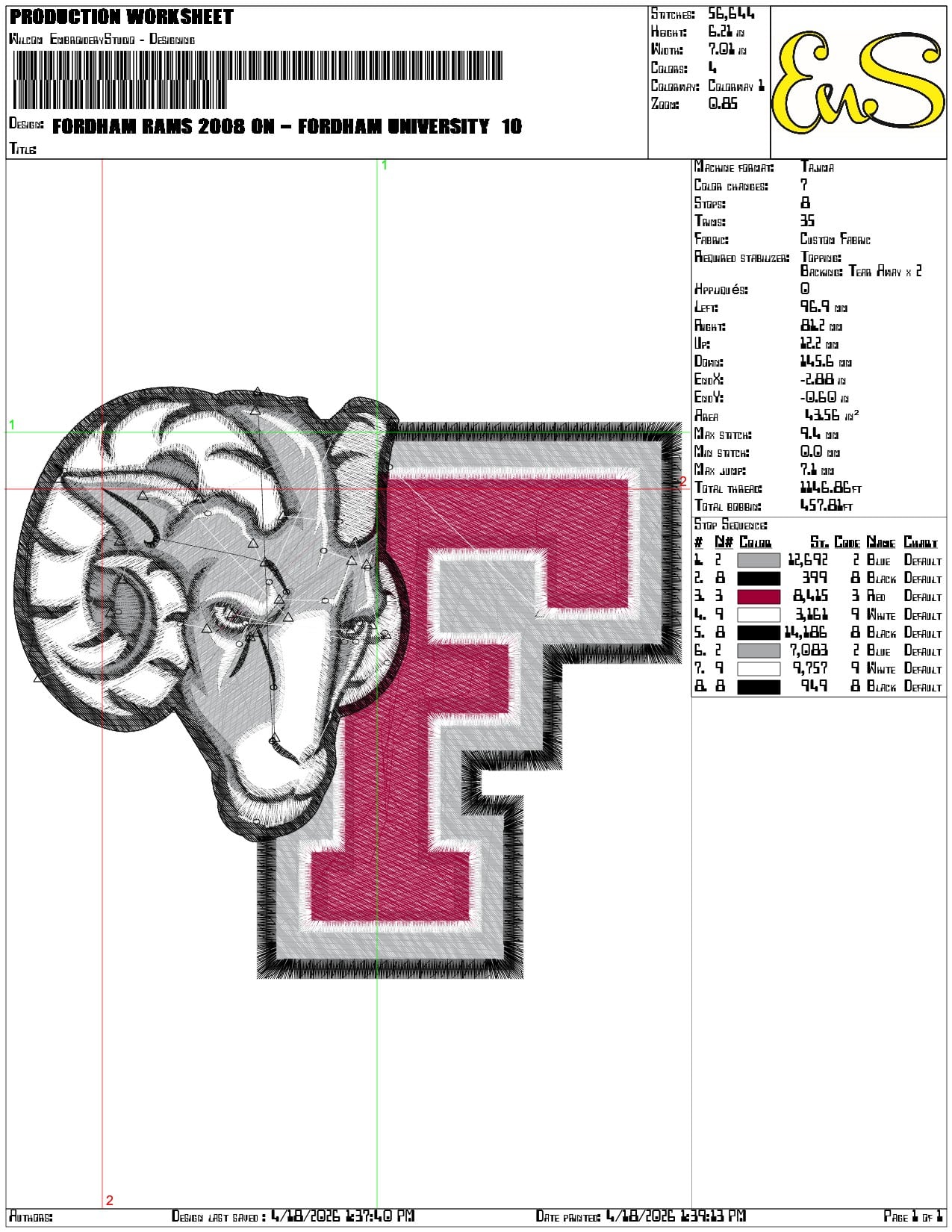Fordham Rams 2008 on Fordham University - Elegant embroidery design file-instant download — view 3