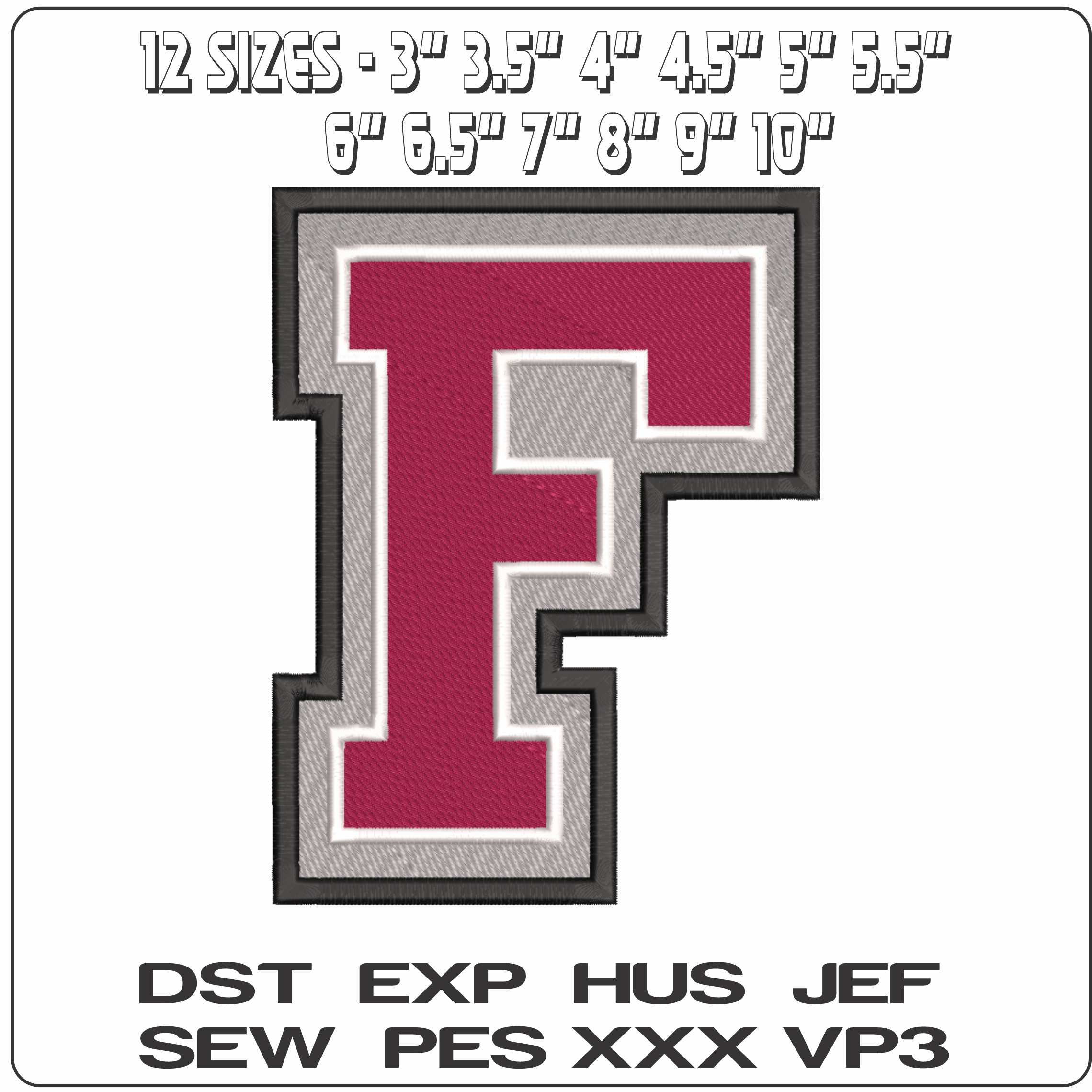 Fordham Rams F on Fordham University - Elegant embroidery design file-instant download — view 2