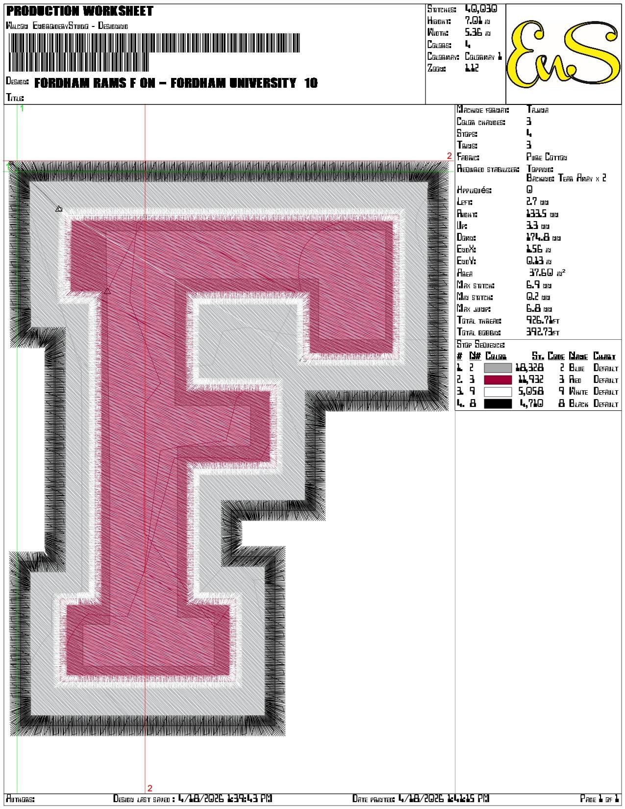 Fordham Rams F on Fordham University - Elegant embroidery design file-instant download — view 3