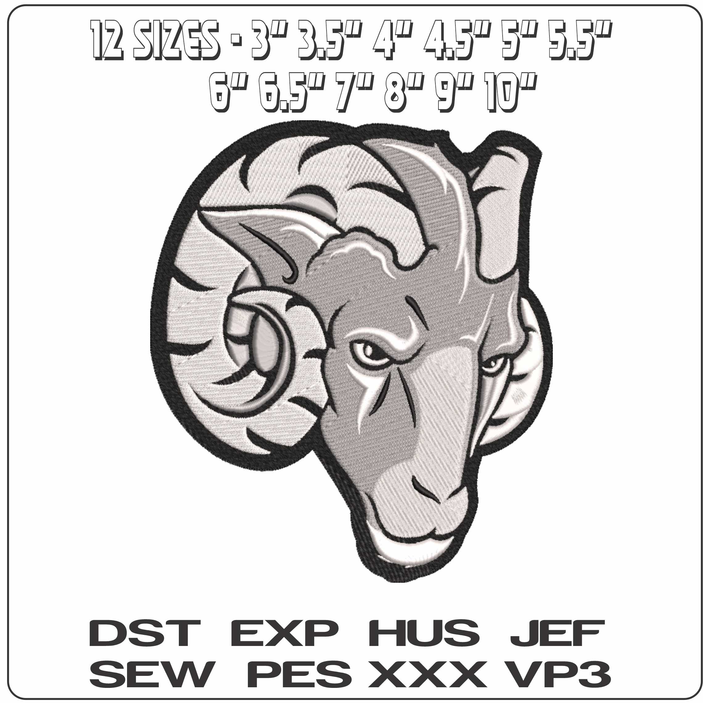 Fordham Rams Head Fordham University - Elegant embroidery design file-instant download — view 2