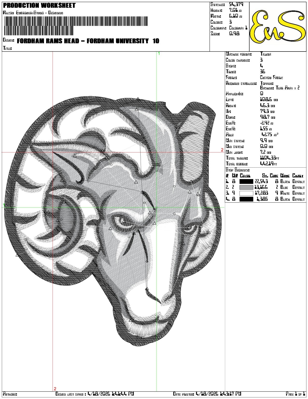 Fordham Rams Head Fordham University - Elegant embroidery design file-instant download — view 3