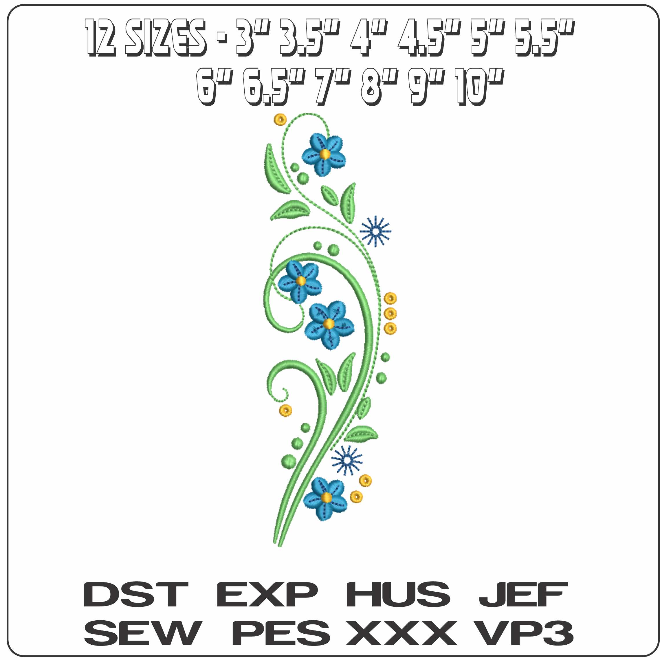 Forget me nots Simple flower - Elegant embroidery design file-instant download — view 2
