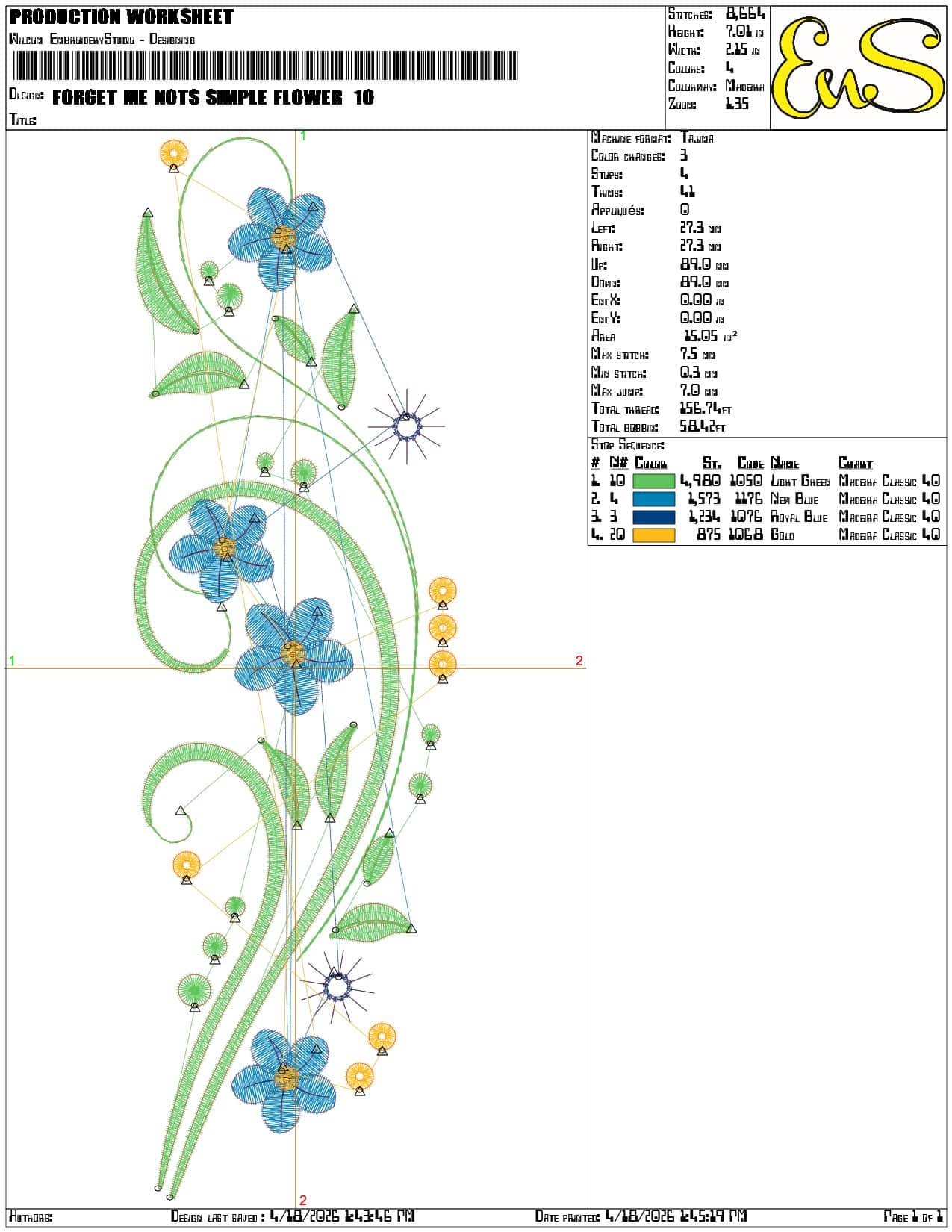 Forget me nots Simple flower - Elegant embroidery design file-instant download — view 3