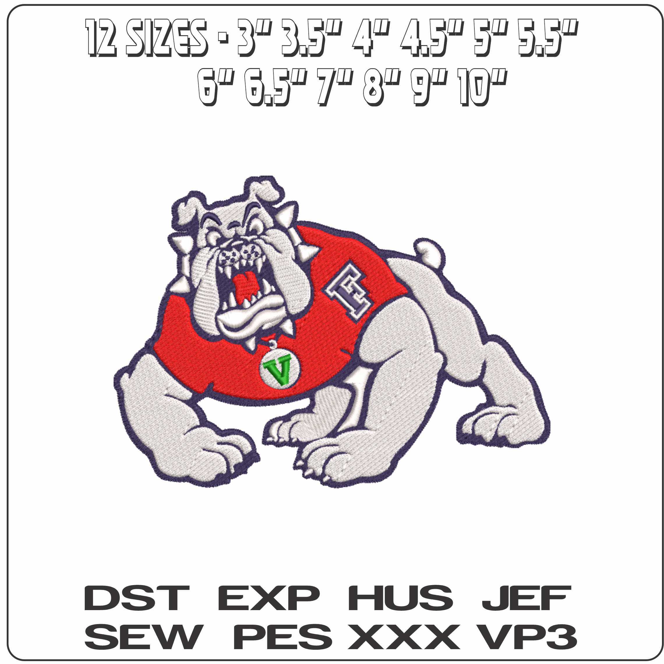 Fresno State Bulldogs 2006 on Fresno State University - Elegant embroidery design file-instant download — view 2