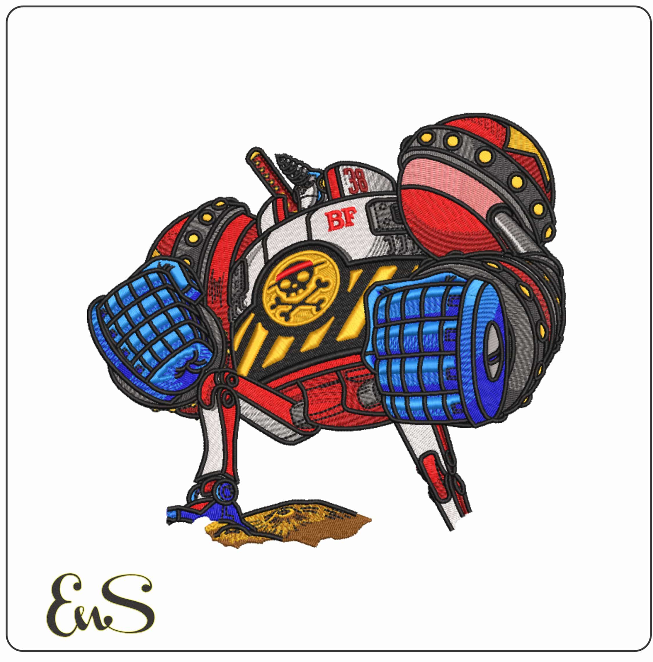 General Franky One Piece Anime - Elegant embroidery design file-instant download