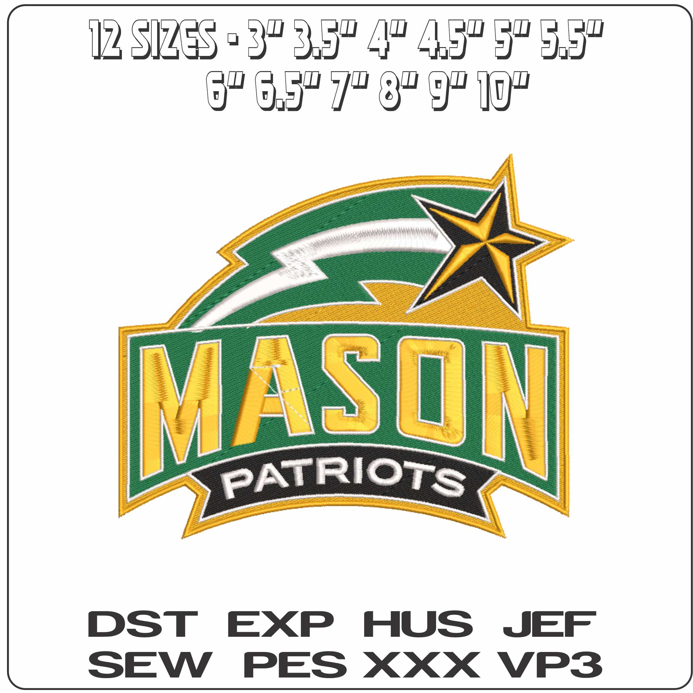 George Mason Patriots 2004 to 2024 George Mason University - Elegant embroidery design file-instant download — view 2