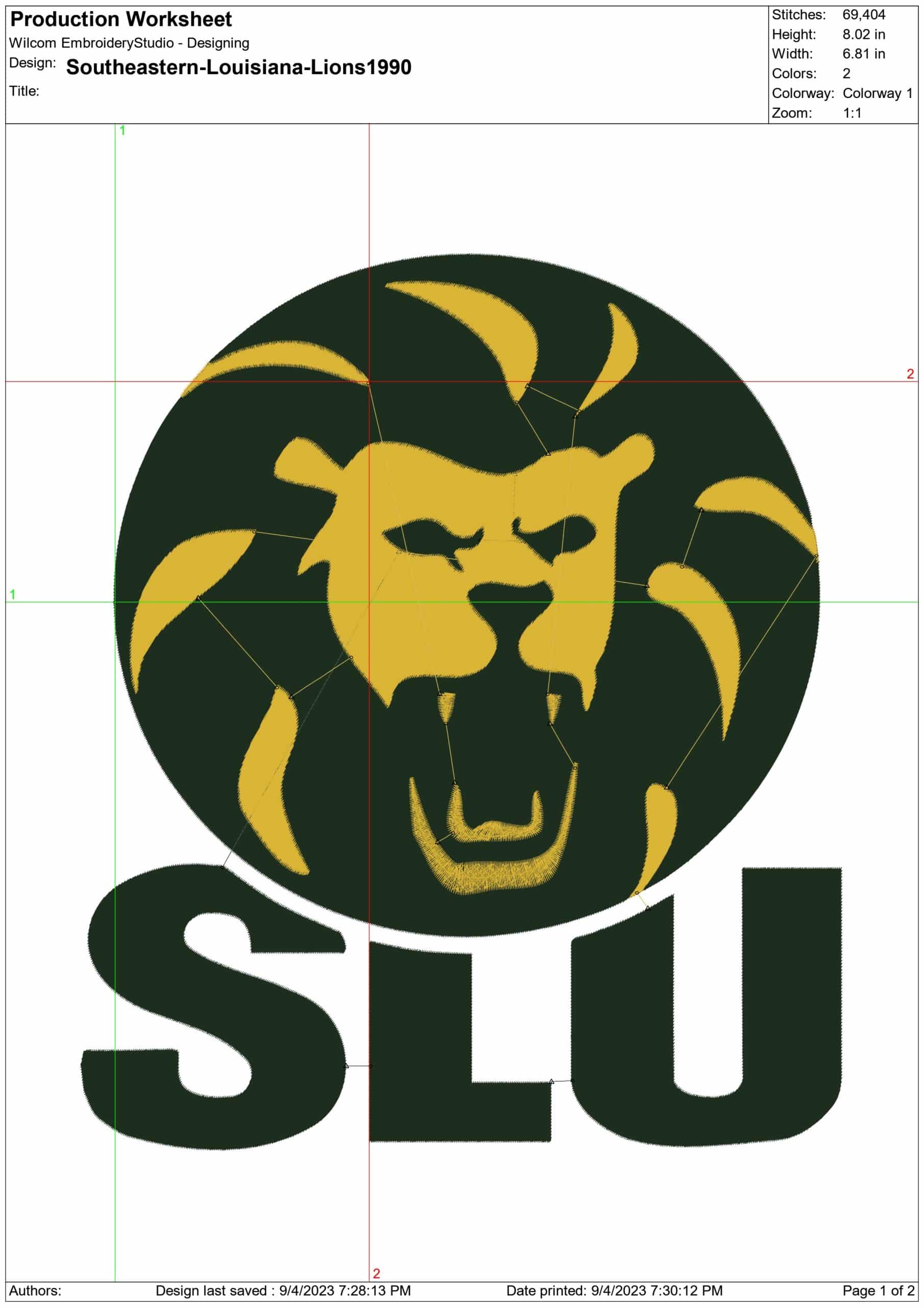 Southeastern Louisiana Lions embroidery design -Southeastern Louisiana Lions University men's football embroidery machine pattern embroidery file - instant download — view 2
