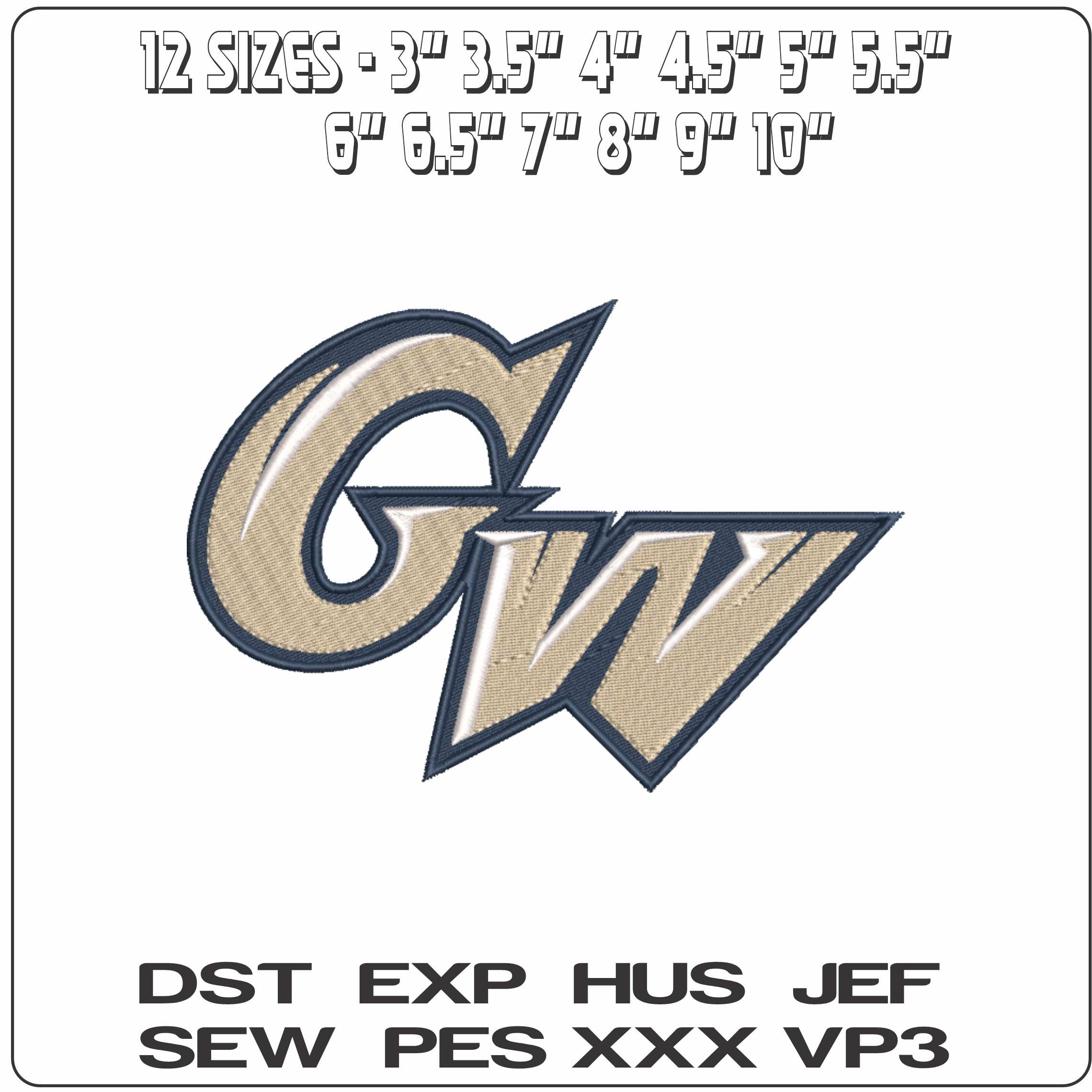 George Washington Colonials 2006  University - Elegant embroidery design file-instant download — view 2