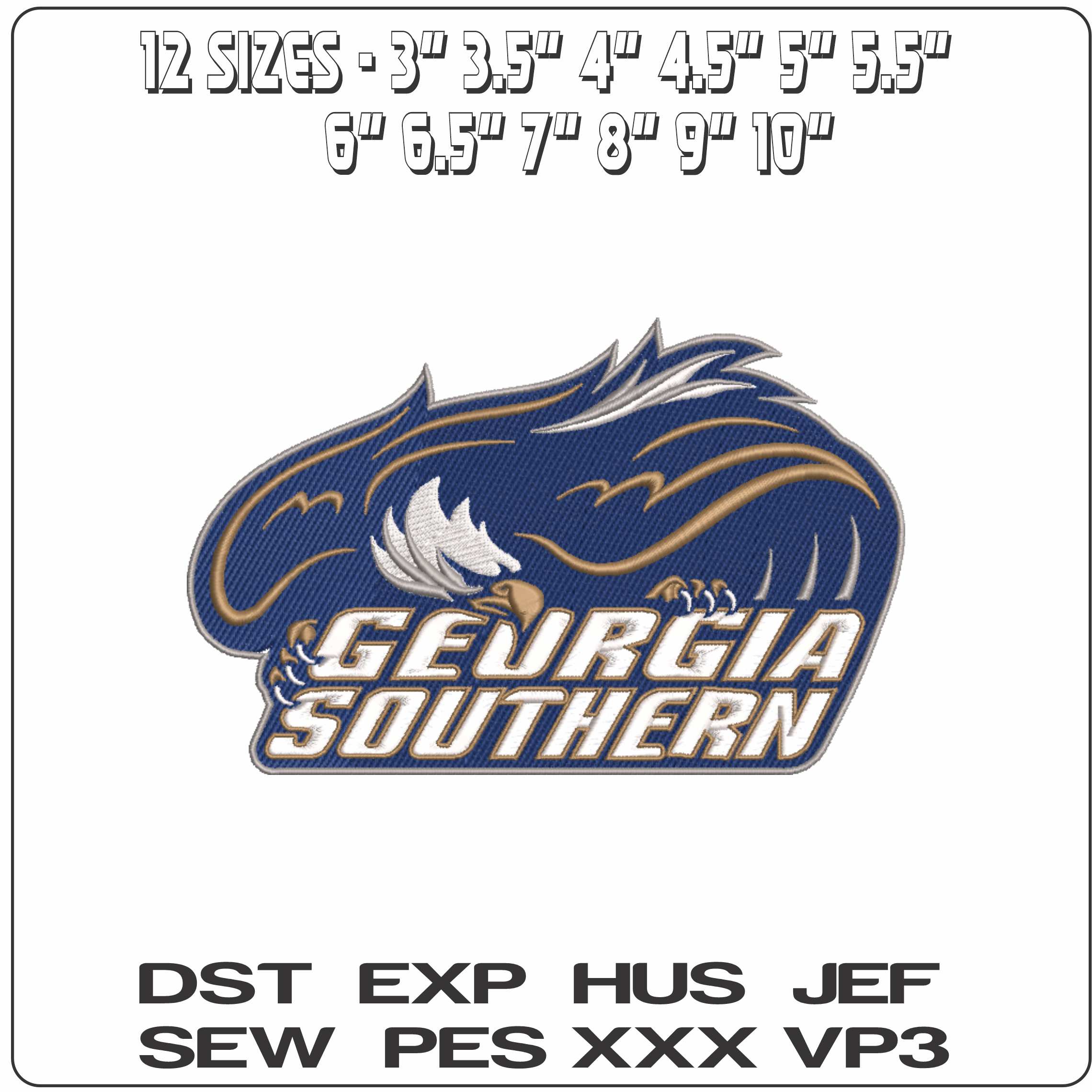 Georgia Southern Eagles 1999 2010  University - Elegant embroidery design file-instant download — view 2
