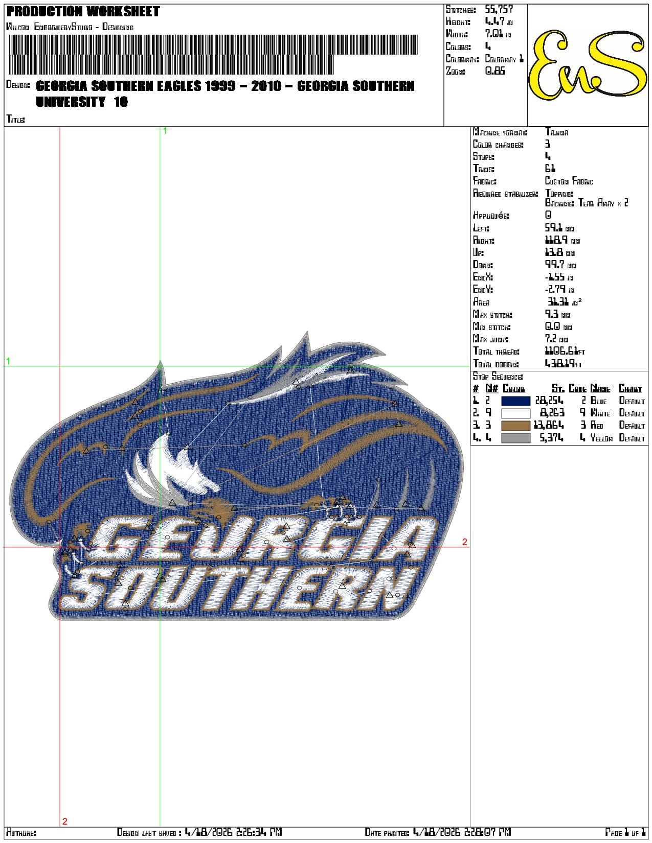 Georgia Southern Eagles 1999 2010  University - Elegant embroidery design file-instant download — view 3
