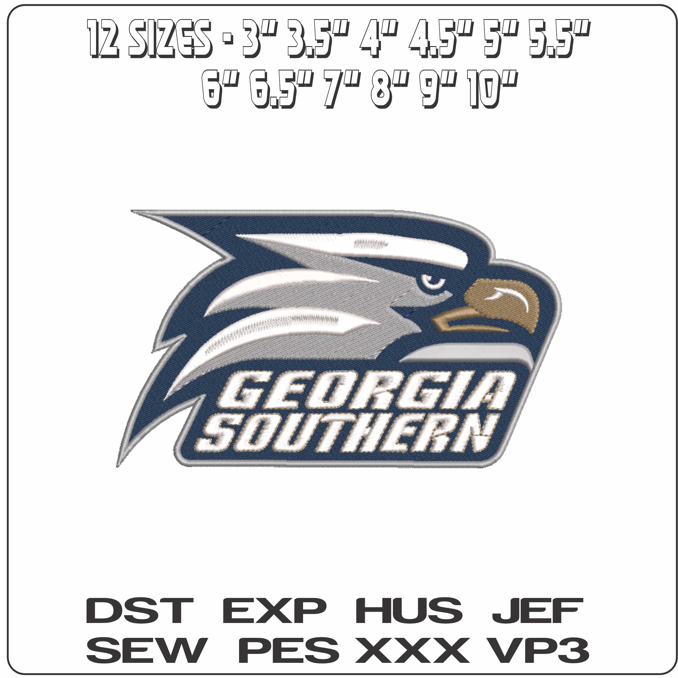 Georgia Southern Eagles 2010  University - Elegant embroidery design file-instant download — view 2