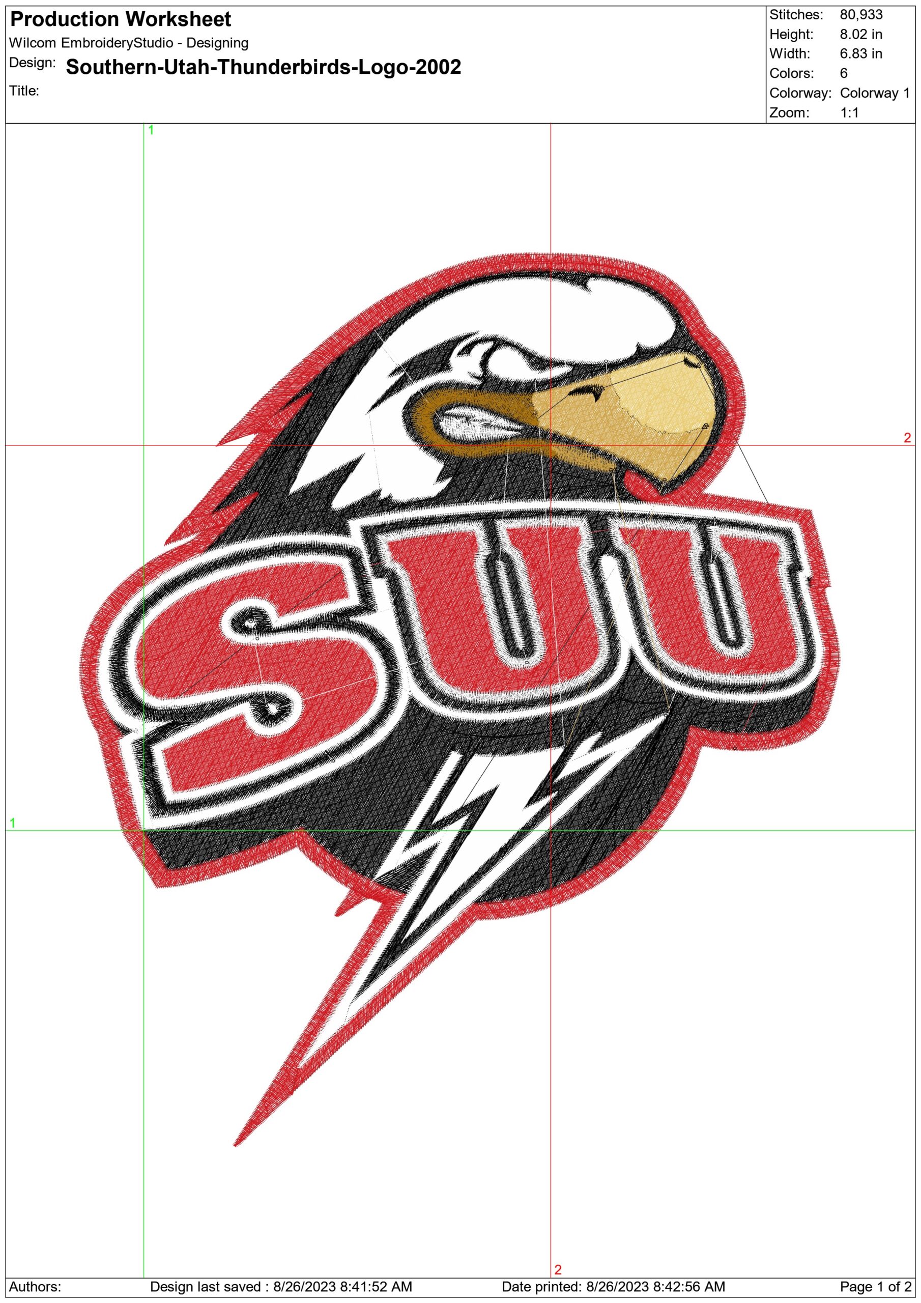 Southern Utah Thunderbirds embroidery design -Southern Utah Thunderbirds University men's football embroidery machine pattern embroidery file - instant download — view 2