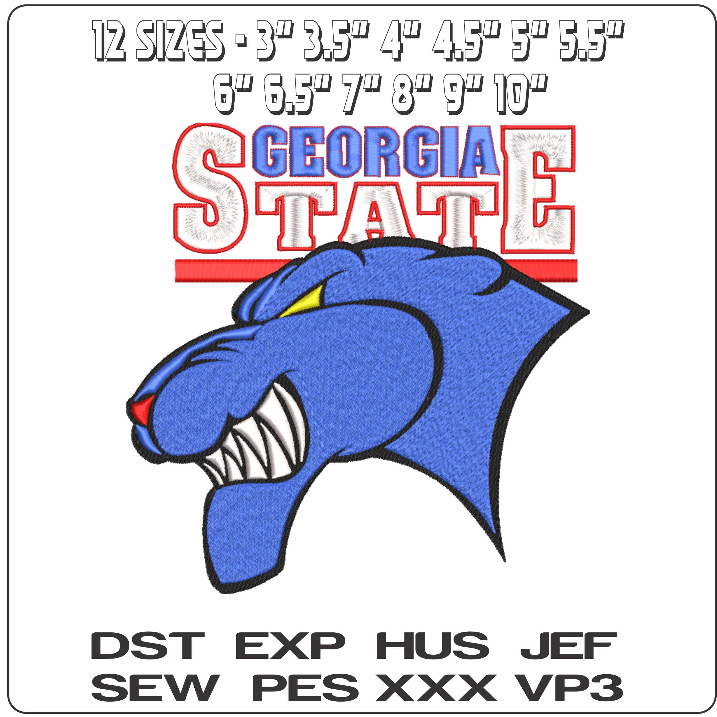 Georgia State Panthers 2002 to 2009  University - Elegant embroidery design file-instant download — view 2