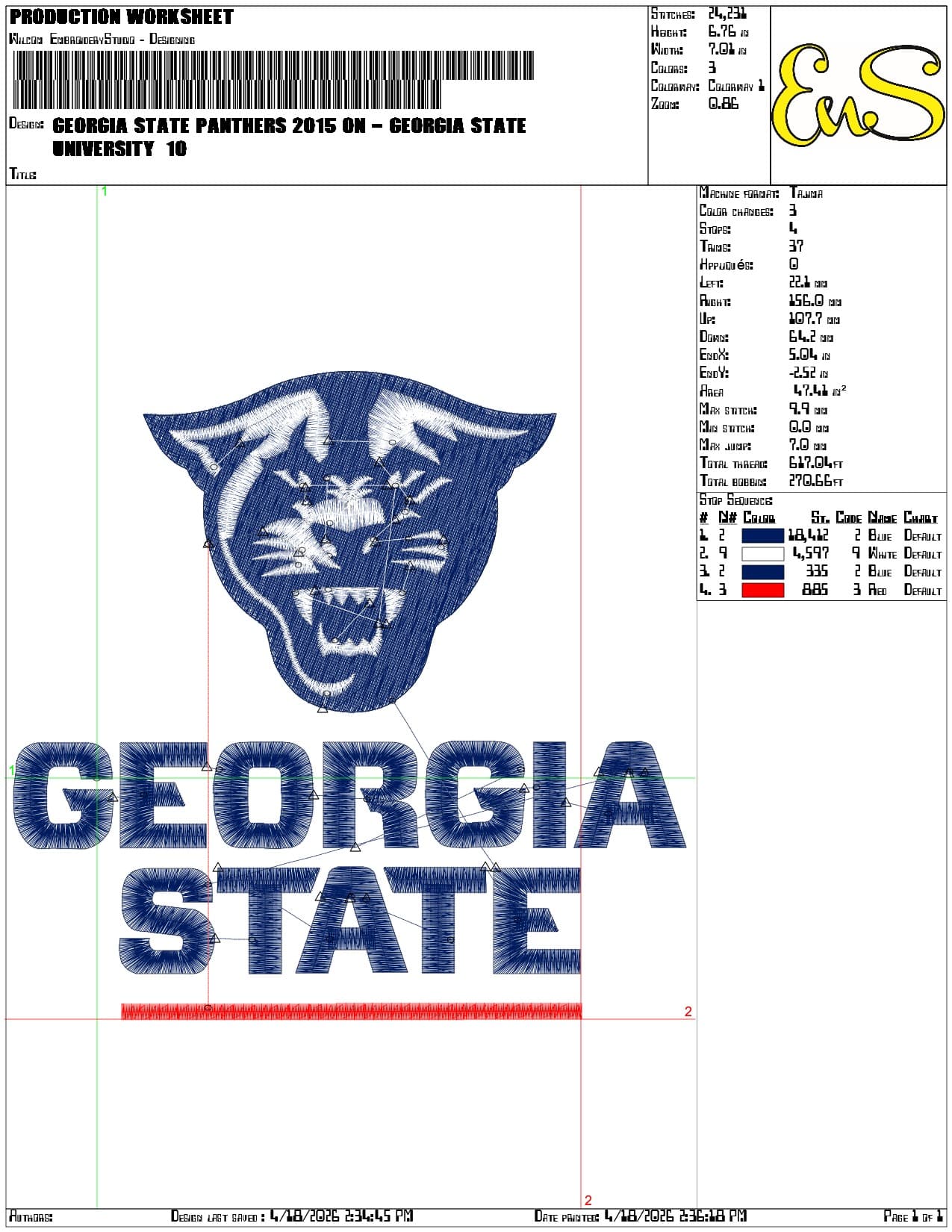 Georgia State Panthers 2015  University - Elegant embroidery design file-instant download — view 3
