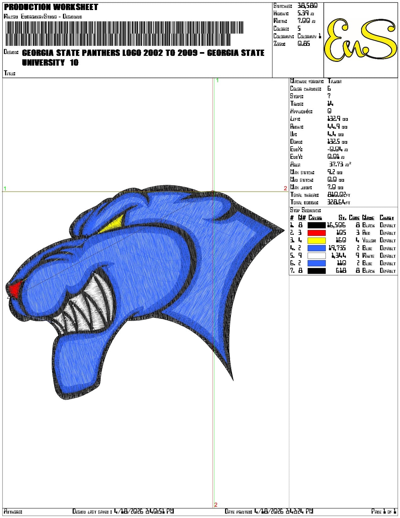 Georgia State Panthers Logo 2002 to 2009  University - Elegant embroidery design file-instant download — view 3