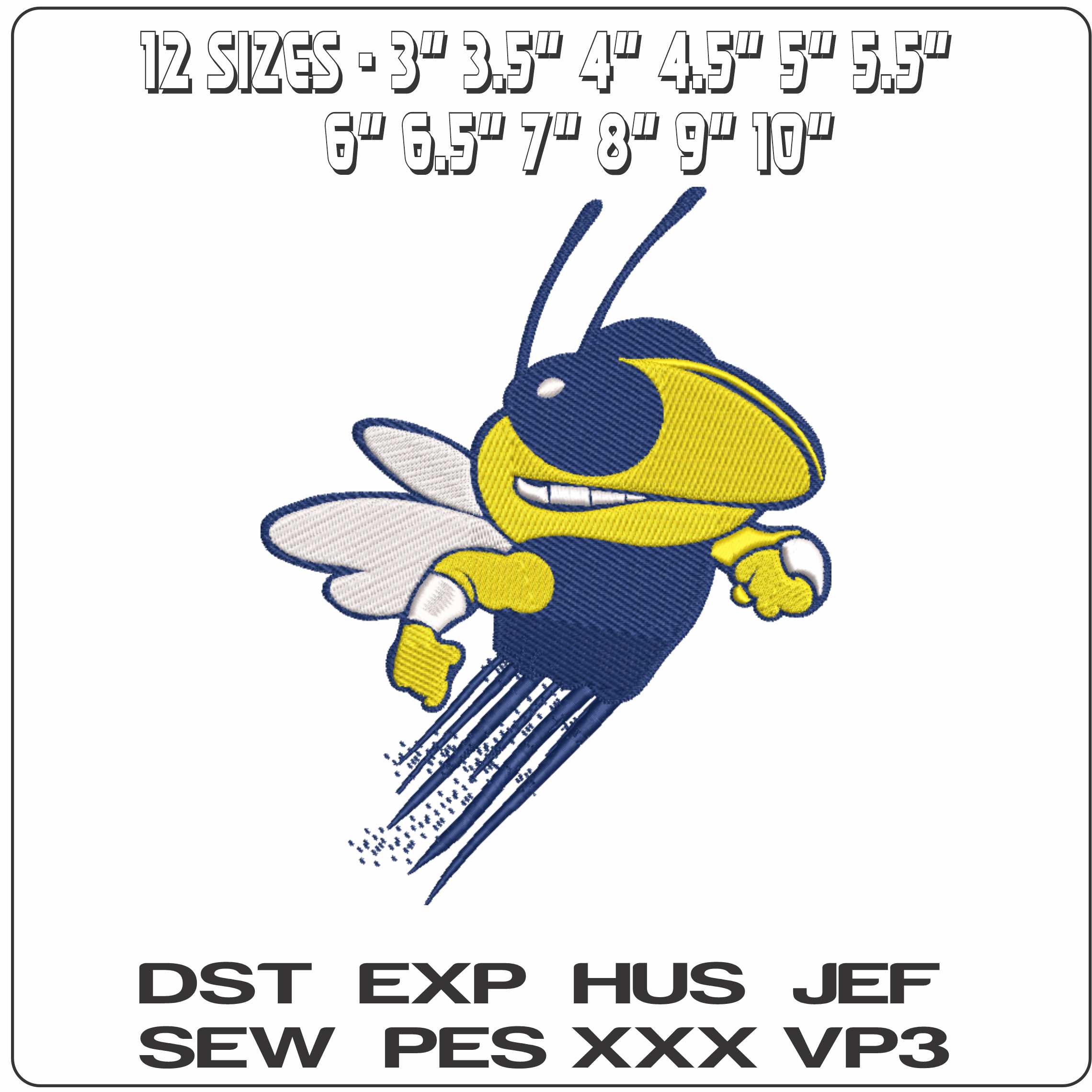 Georgia Tech Yellow Jackets Yellow  Institute  Technology - Elegant embroidery design file-instant download — view 2