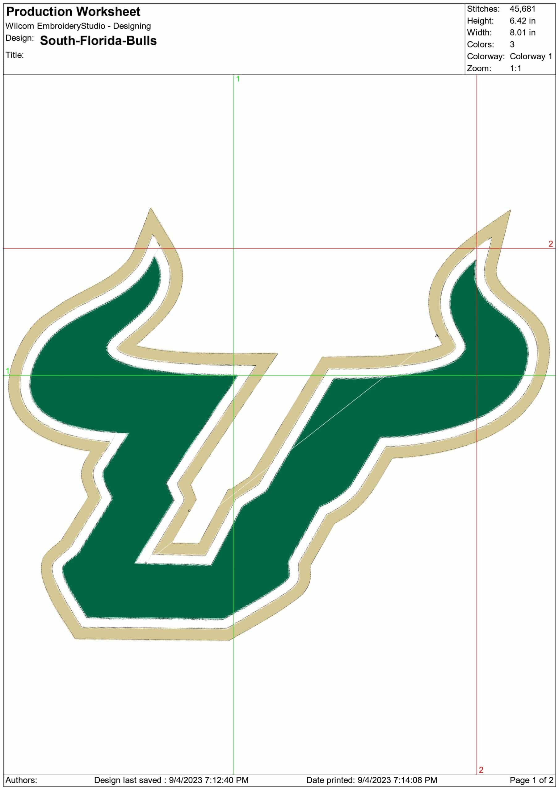 South Florida Bulls embroidery design -South Florida Bulls University men's football embroidery machine pattern embroidery file - instant download — view 2