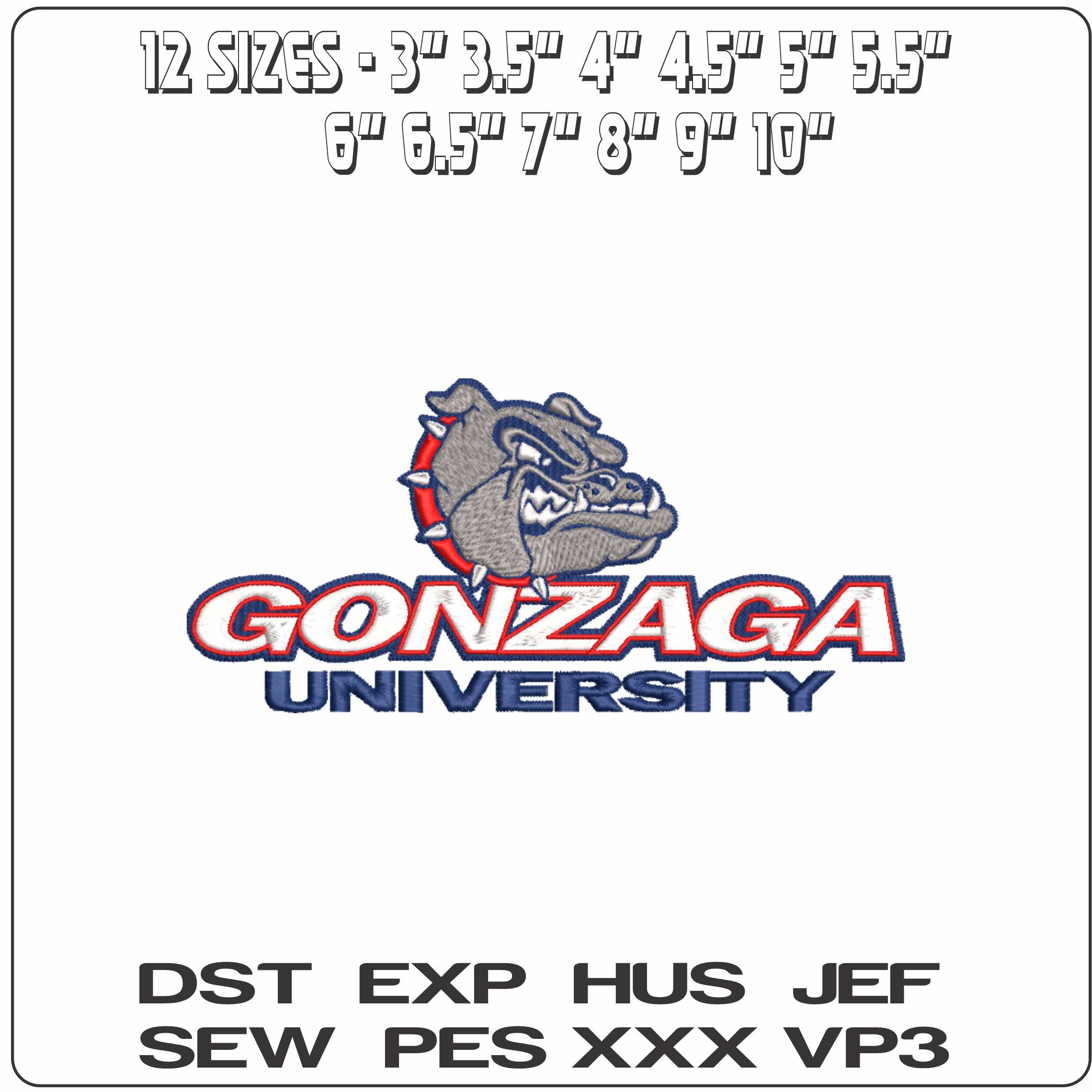 Gonzaga Bulldogs 1998 on Gonzaga University - Elegant embroidery design file-instant download — view 2