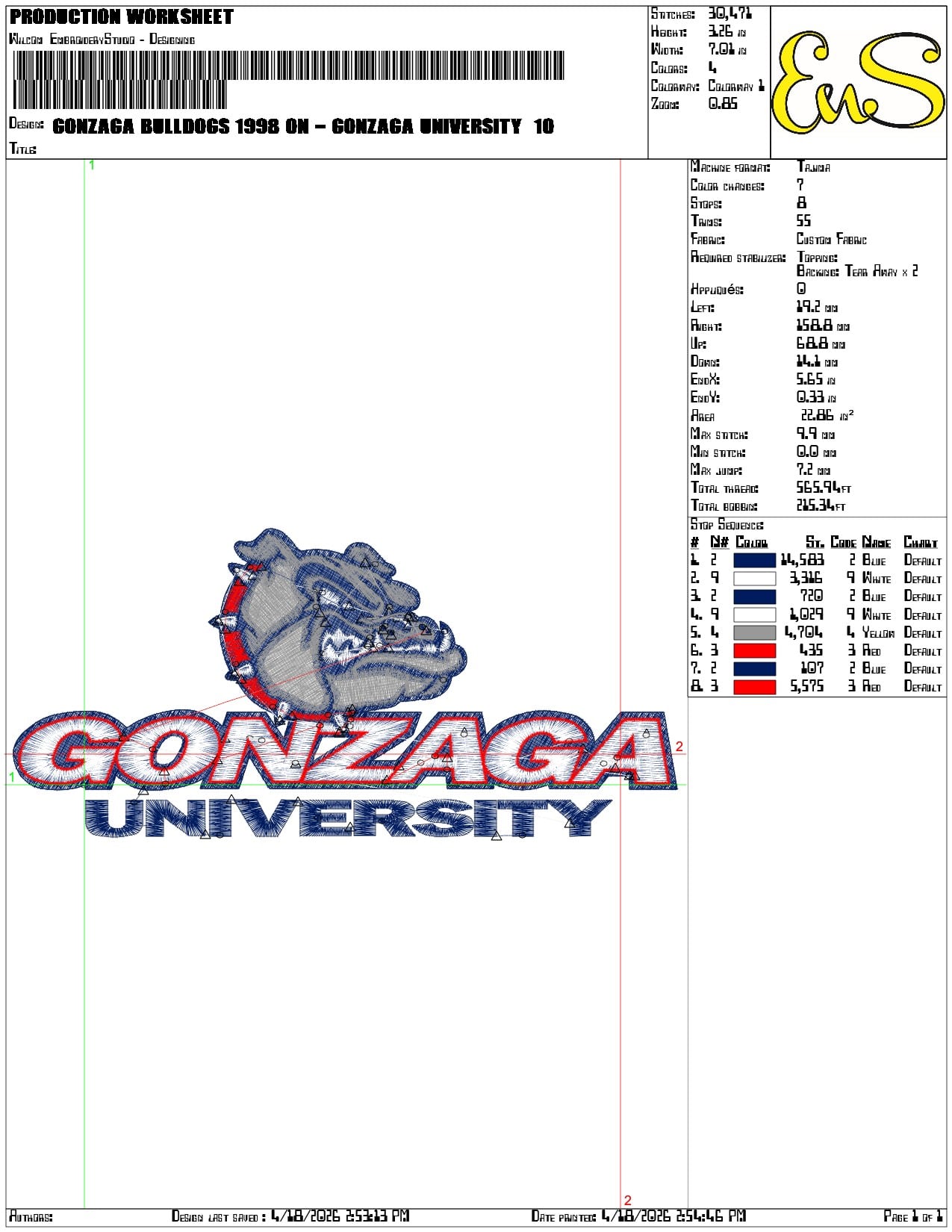 Gonzaga Bulldogs 1998 on Gonzaga University - Elegant embroidery design file-instant download — view 3