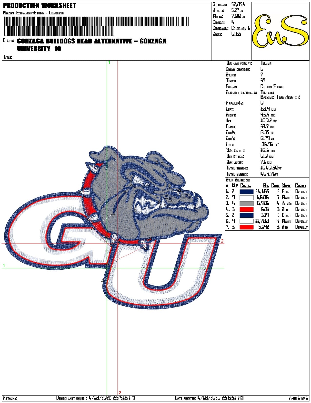 Gonzaga Bulldogs Head Alternative Gonzaga University - Elegant embroidery design file-instant download — view 3
