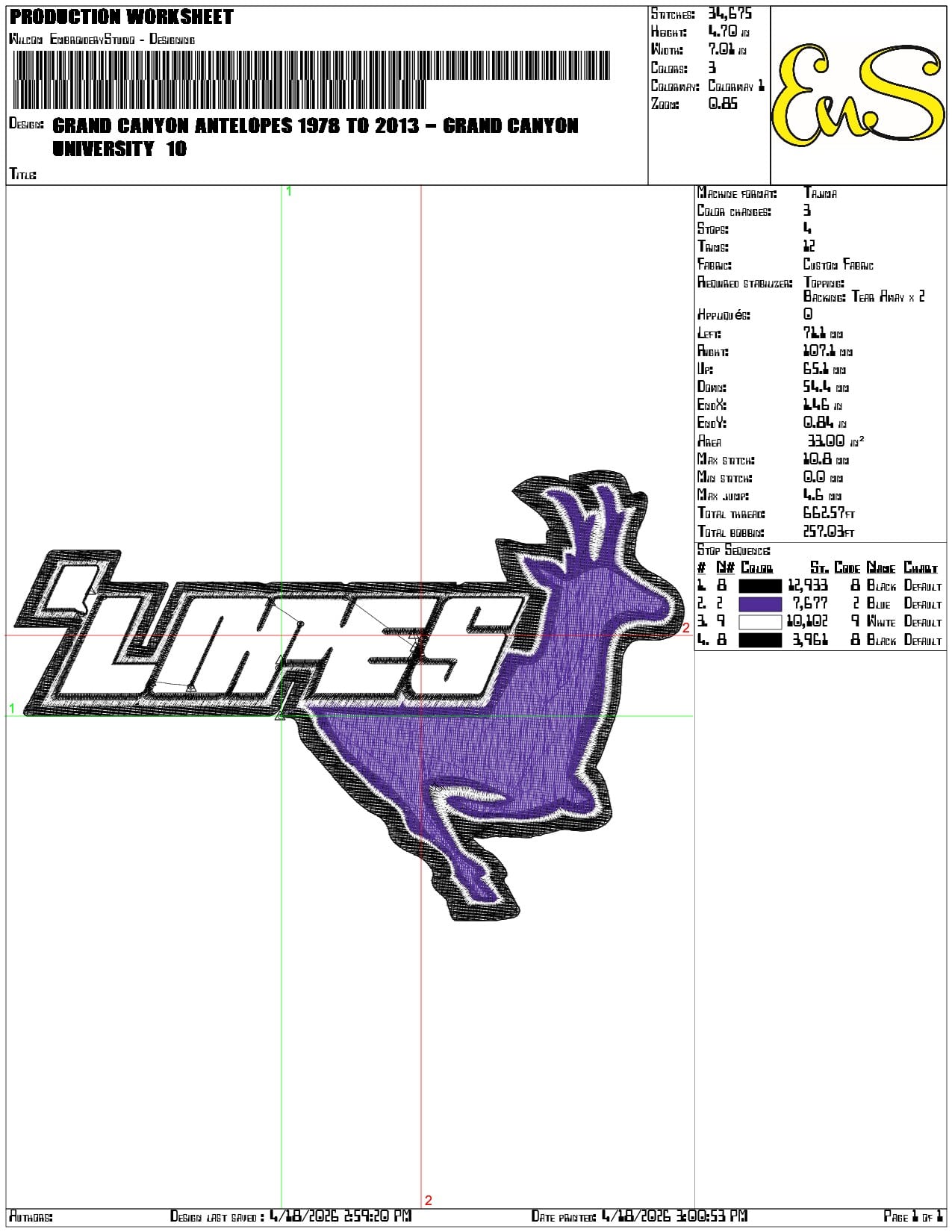 Grand Canyon Antelopes 1978 to 2013  University - Elegant embroidery design file-instant download — view 3