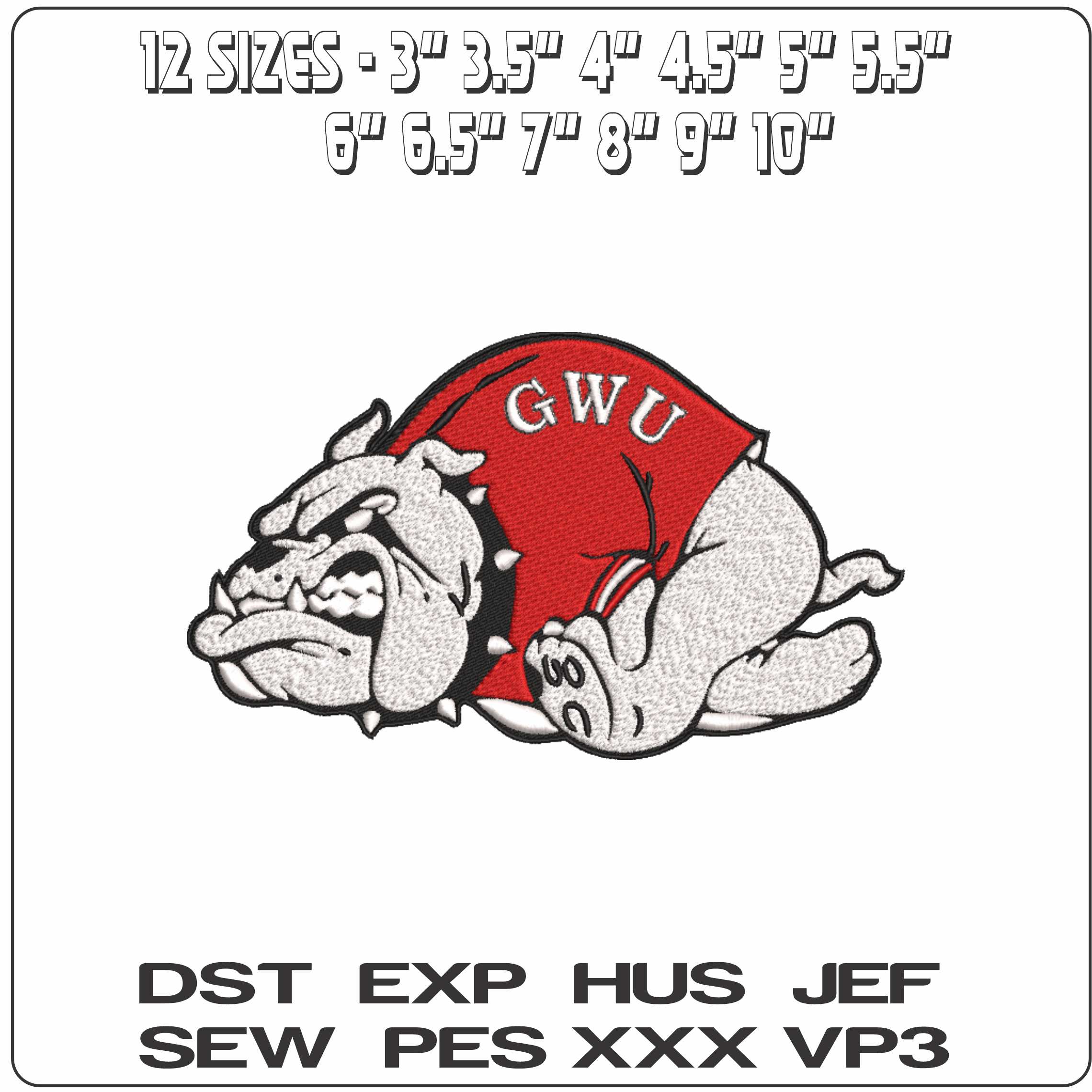 GW Runnin Bulldogs 1985 to 2022 Gardner Webb University - Elegant embroidery design file-instant download — view 2