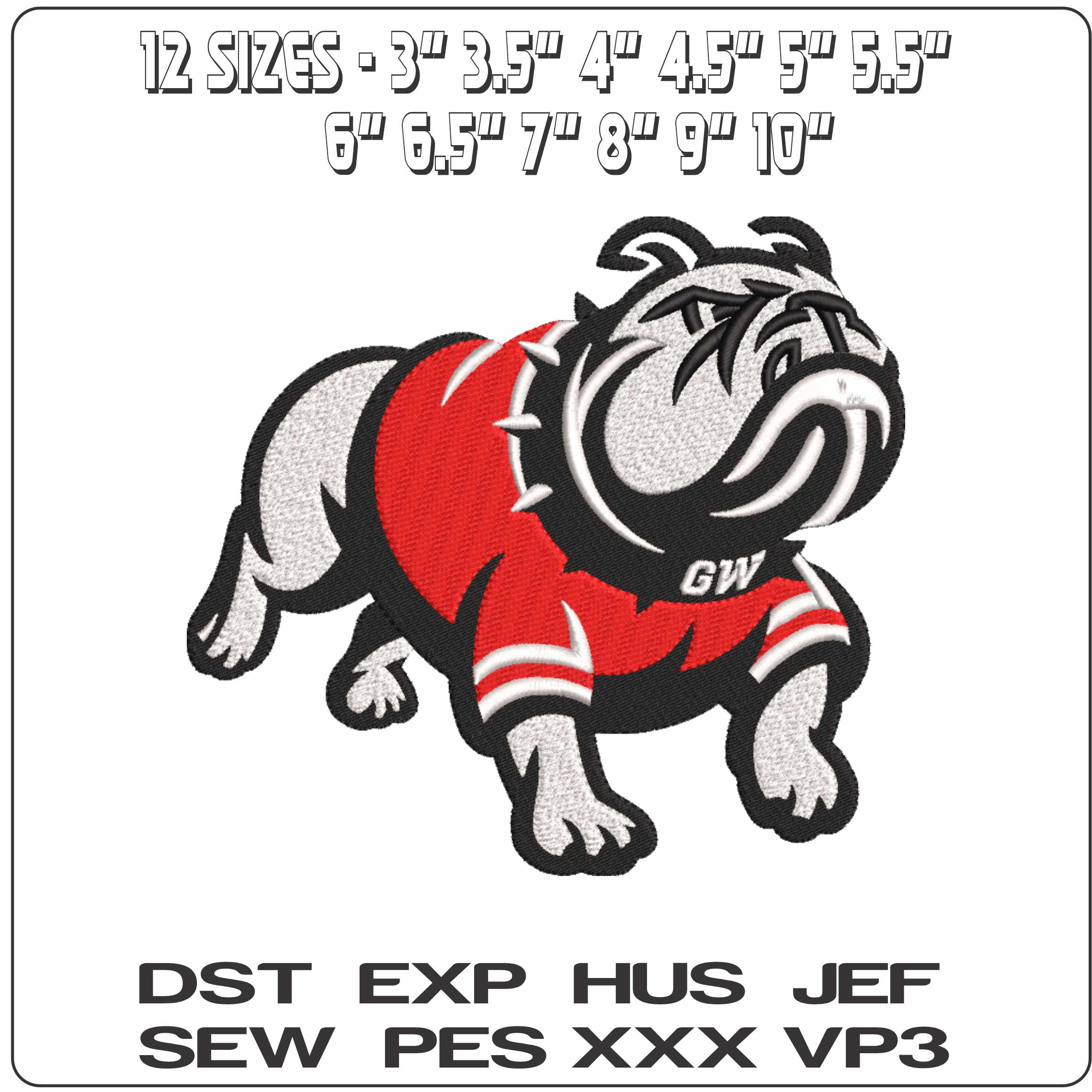 GW Runnin Bulldogs 2022 on Gardner Webb University - Elegant embroidery design file-instant download — view 2
