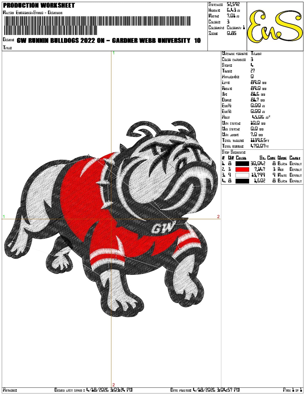GW Runnin Bulldogs 2022 on Gardner Webb University - Elegant embroidery design file-instant download — view 3