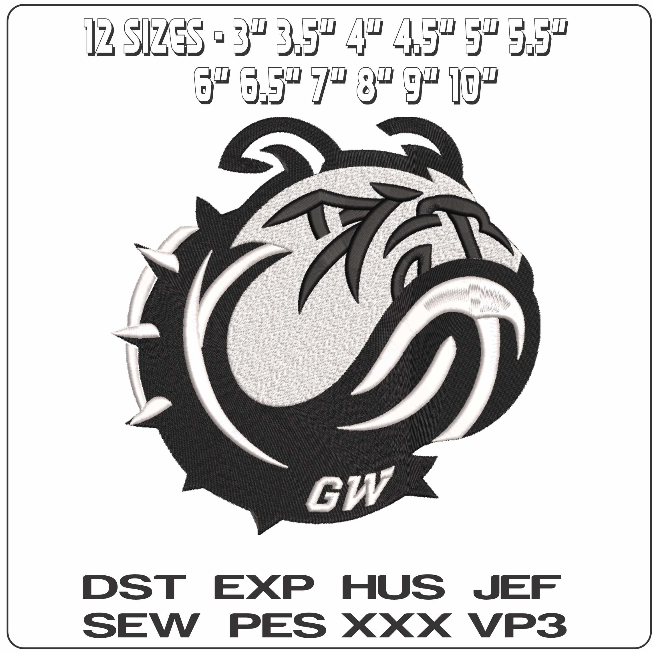 GW Runnin Bulldogs Alternative Gardner Webb University - Elegant embroidery design file-instant download — view 2