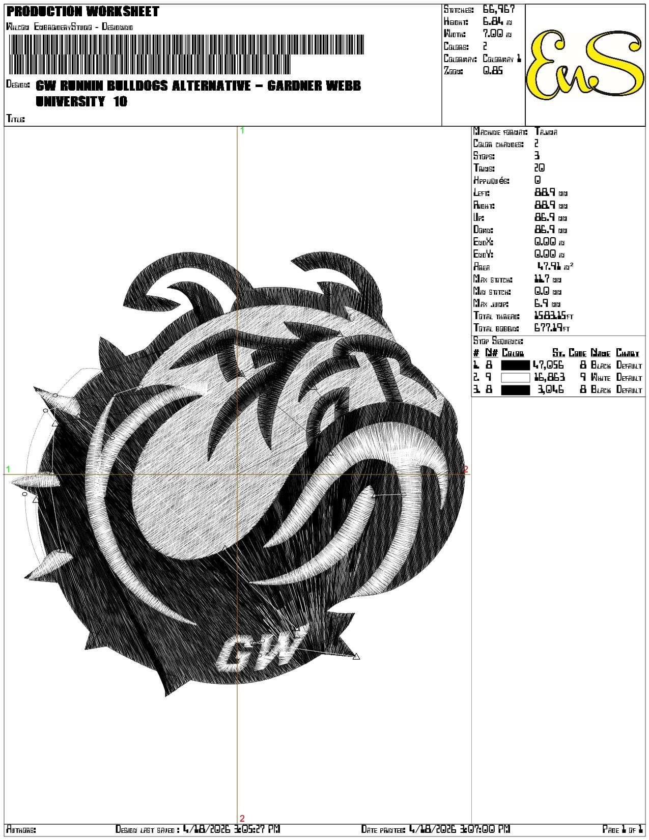 GW Runnin Bulldogs Alternative Gardner Webb University - Elegant embroidery design file-instant download — view 3