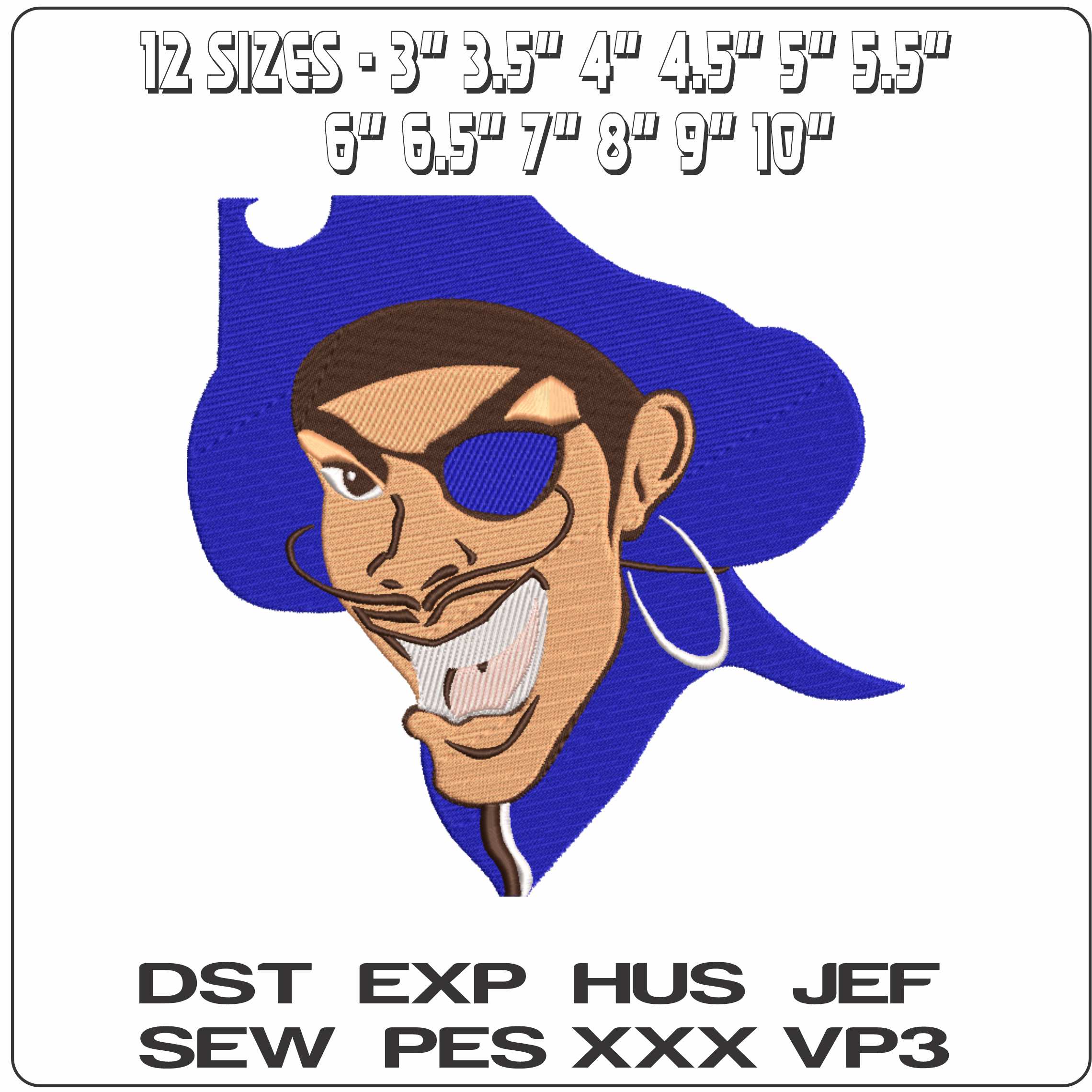 Hampton Pirates 1997 to 2002 Hampton University - Elegant embroidery design file-instant download — view 2