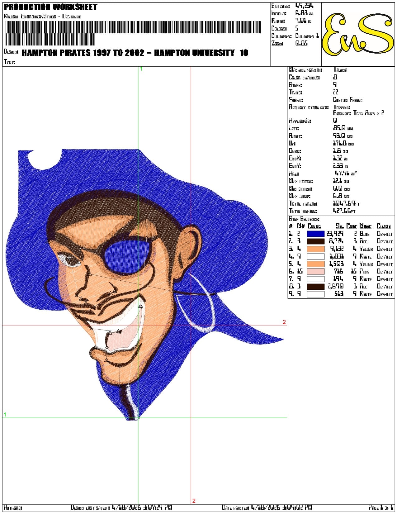 Hampton Pirates 1997 to 2002 Hampton University - Elegant embroidery design file-instant download — view 3