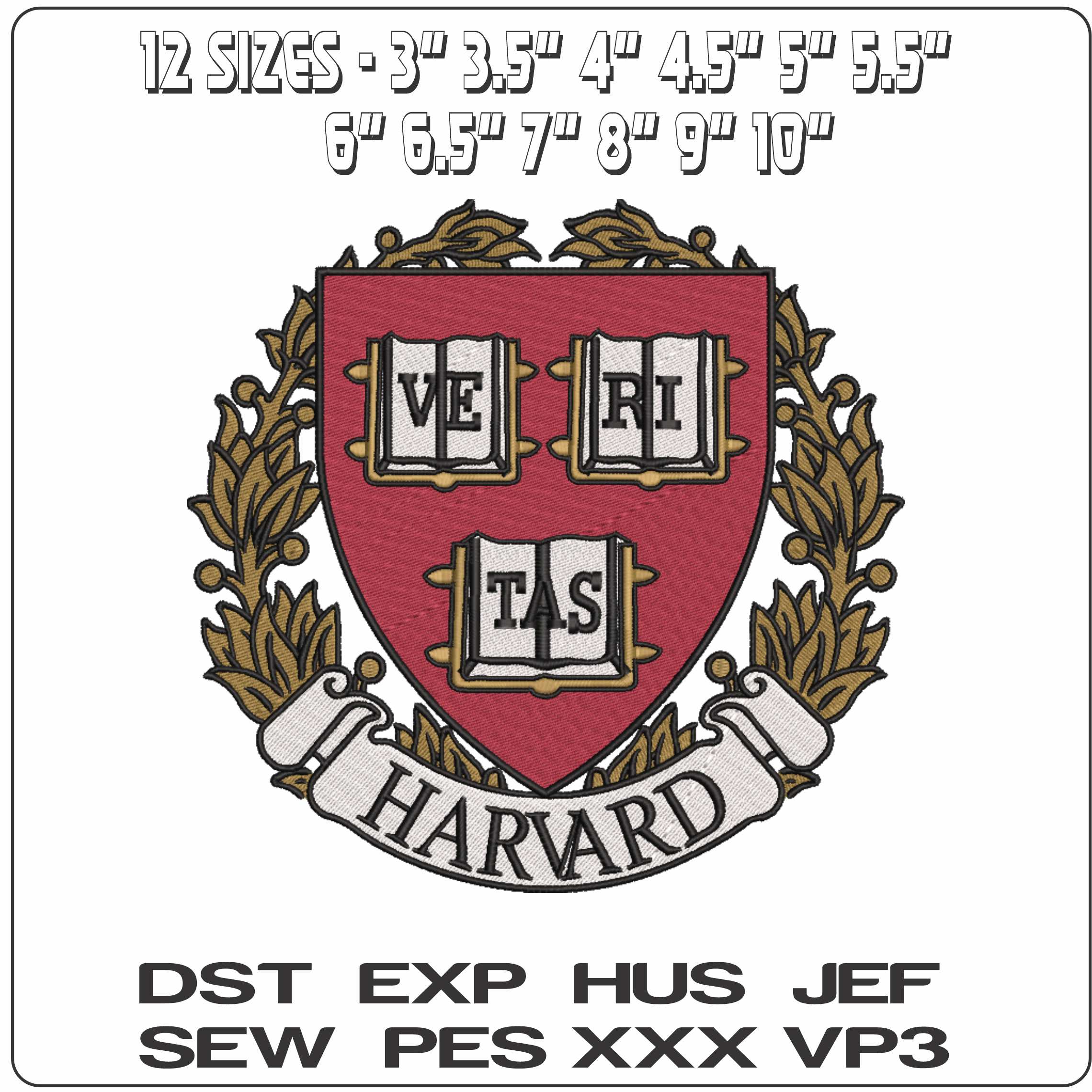 Harvard Crimson 1971 to 2002 Harvard University - Elegant embroidery design file-instant download — view 2