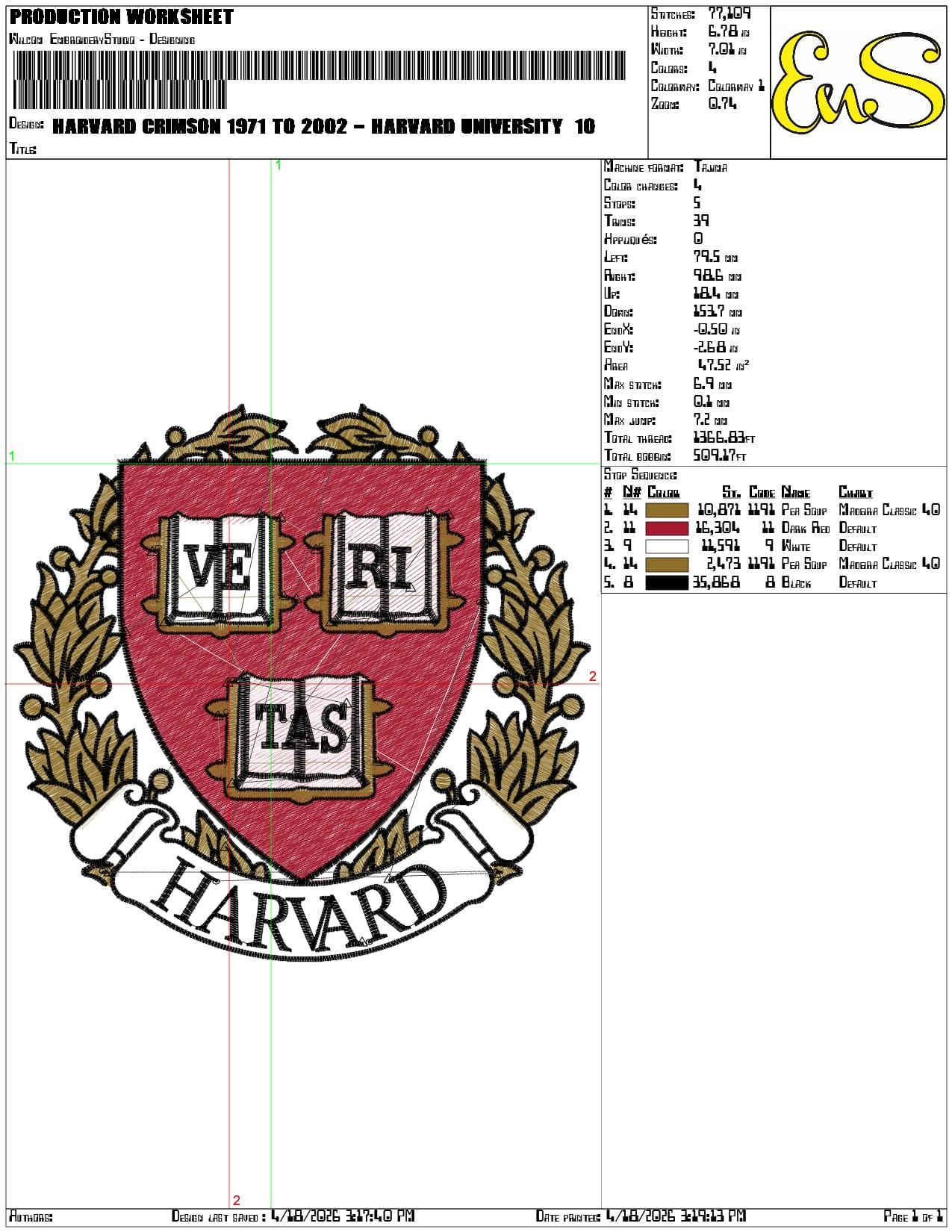 Harvard Crimson 1971 to 2002 Harvard University - Elegant embroidery design file-instant download — view 3