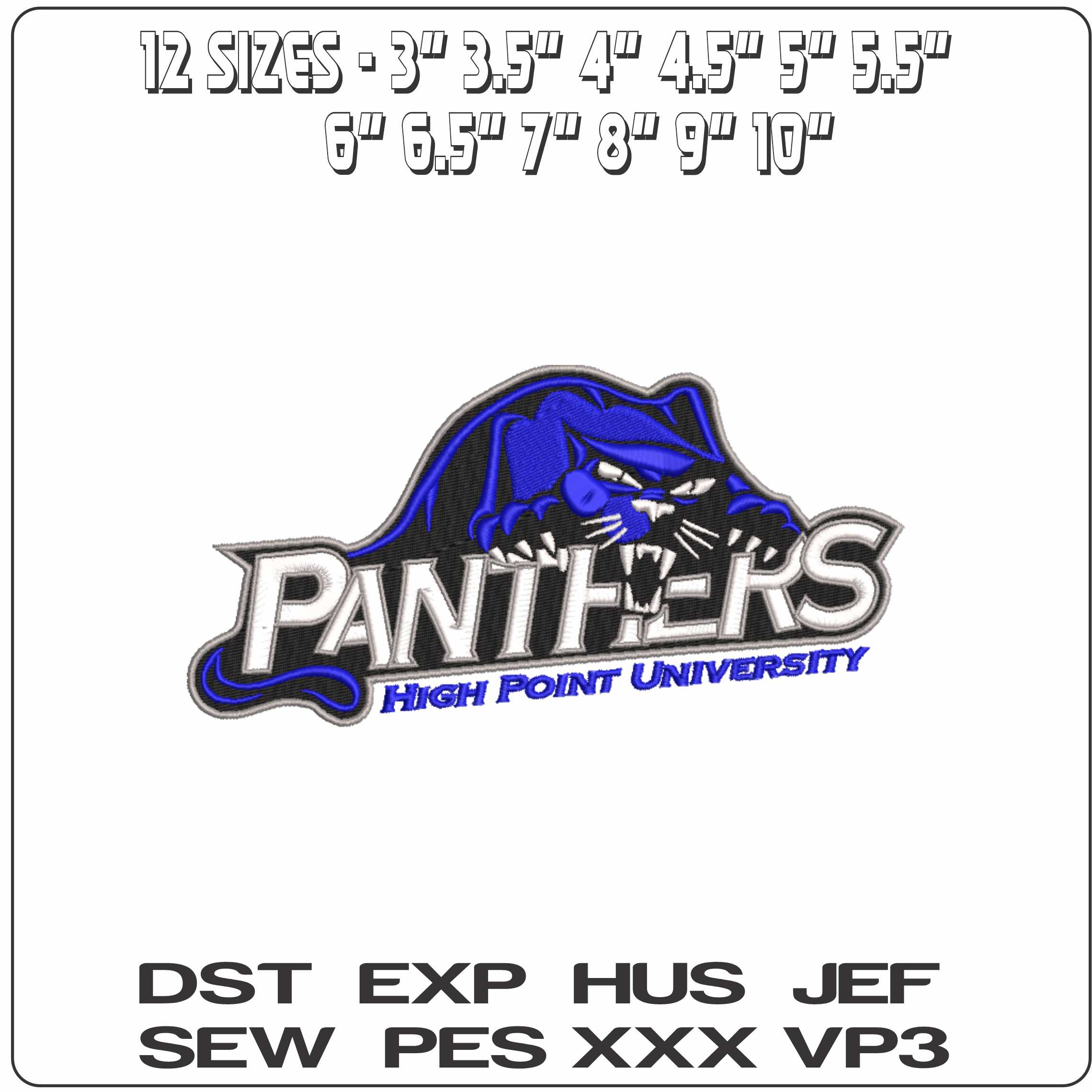 High Point Panthers 2004 to 2012 High Point University - Elegant embroidery design file-instant download — view 2