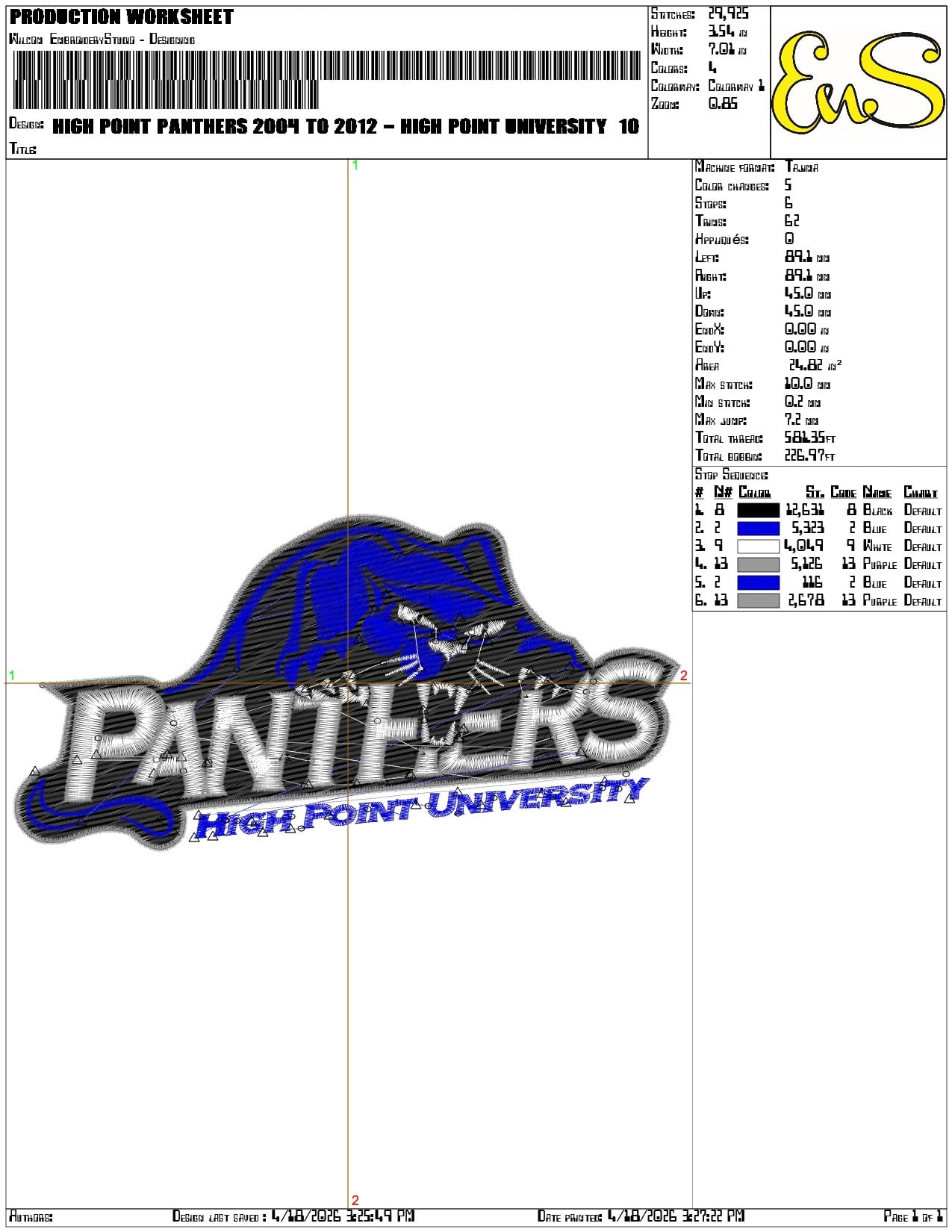High Point Panthers 2004 to 2012 High Point University - Elegant embroidery design file-instant download — view 3