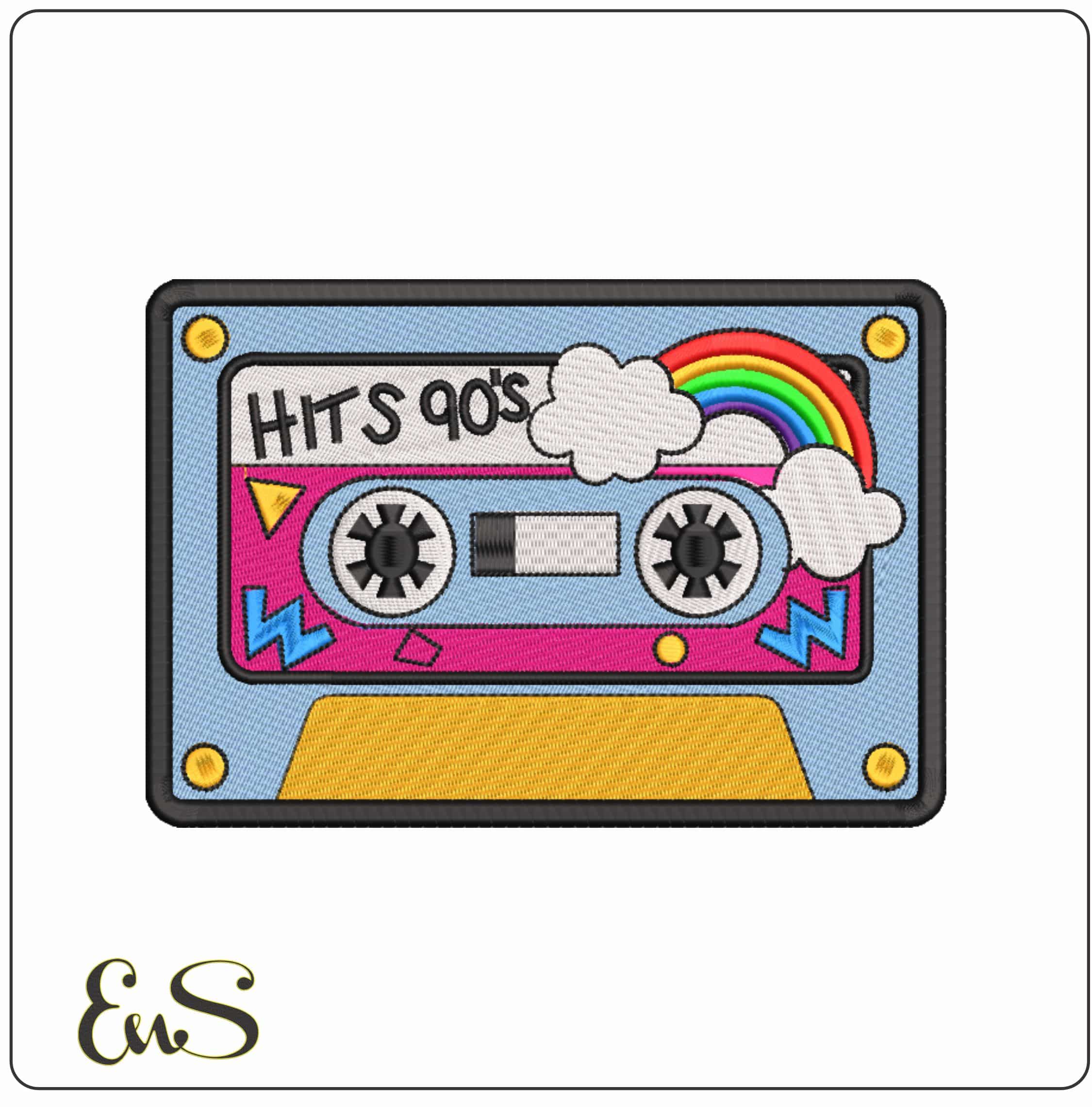 Hits 90 Cassettes - Elegant embroidery design file-instant download