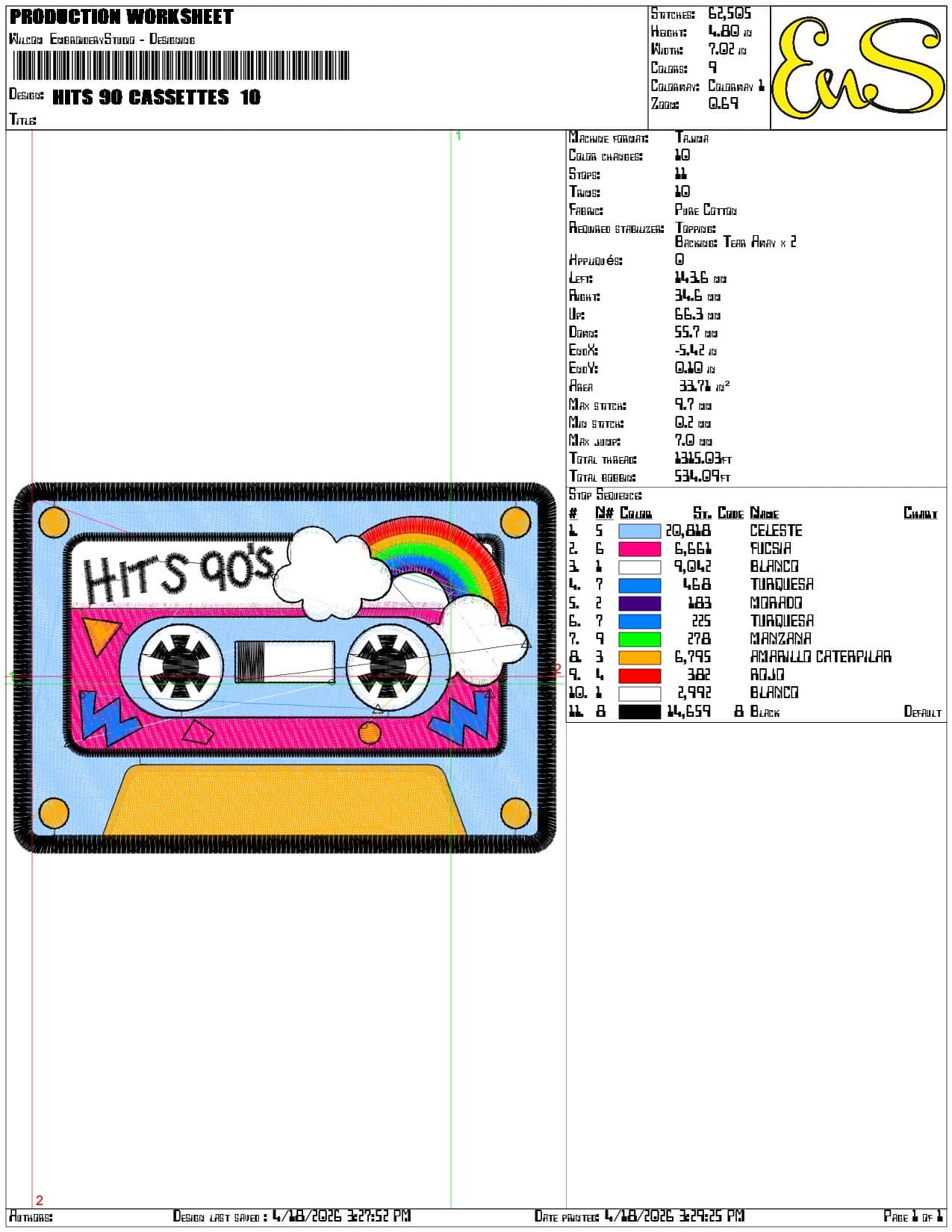 Hits 90 Cassettes - Elegant embroidery design file-instant download — view 3