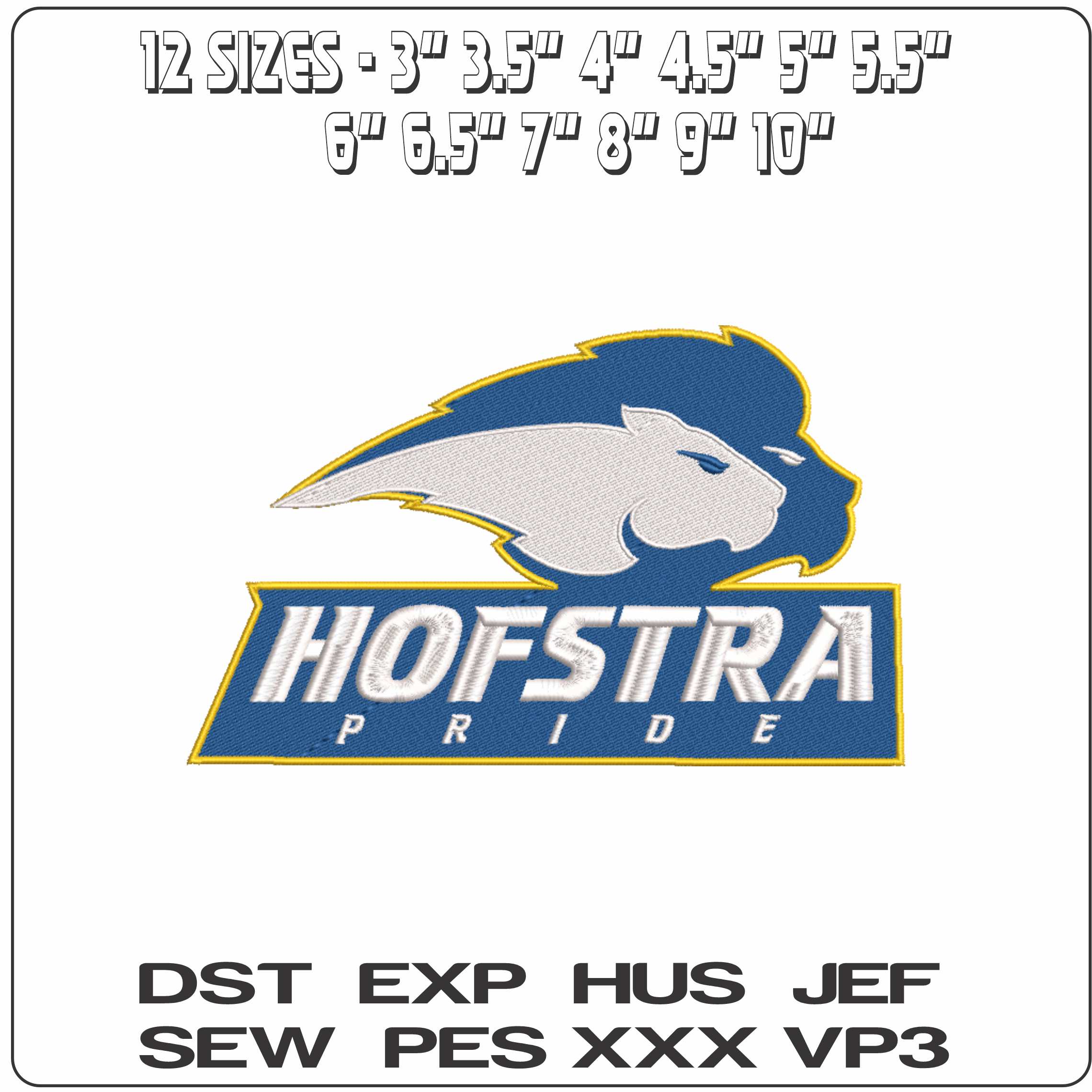 Hofstra Pride 2005 on Hofstra University - Elegant embroidery design file-instant download — view 2