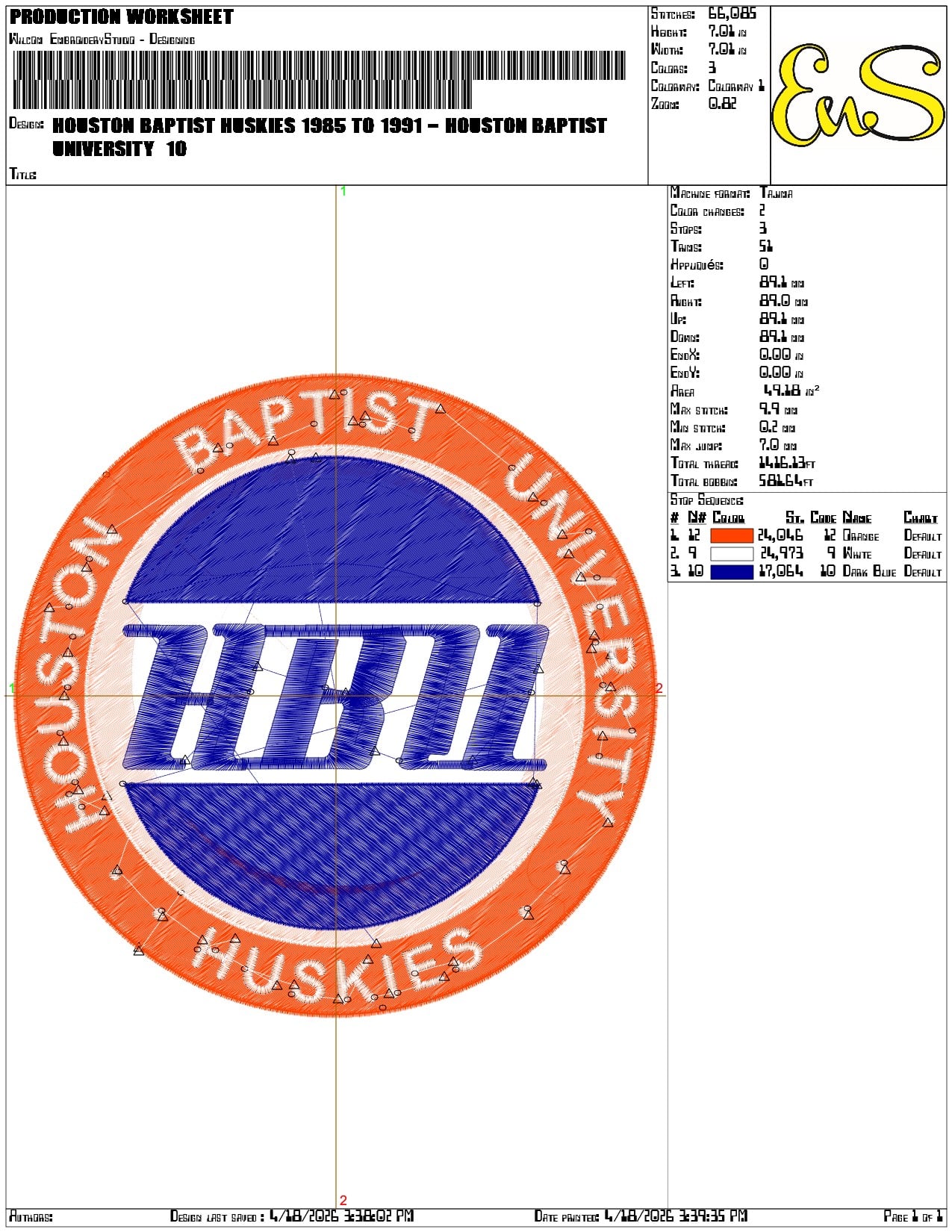 Houston Baptist Huskies 1985 to 1991  University  - Elegant embroidery design file-instant download — view 3