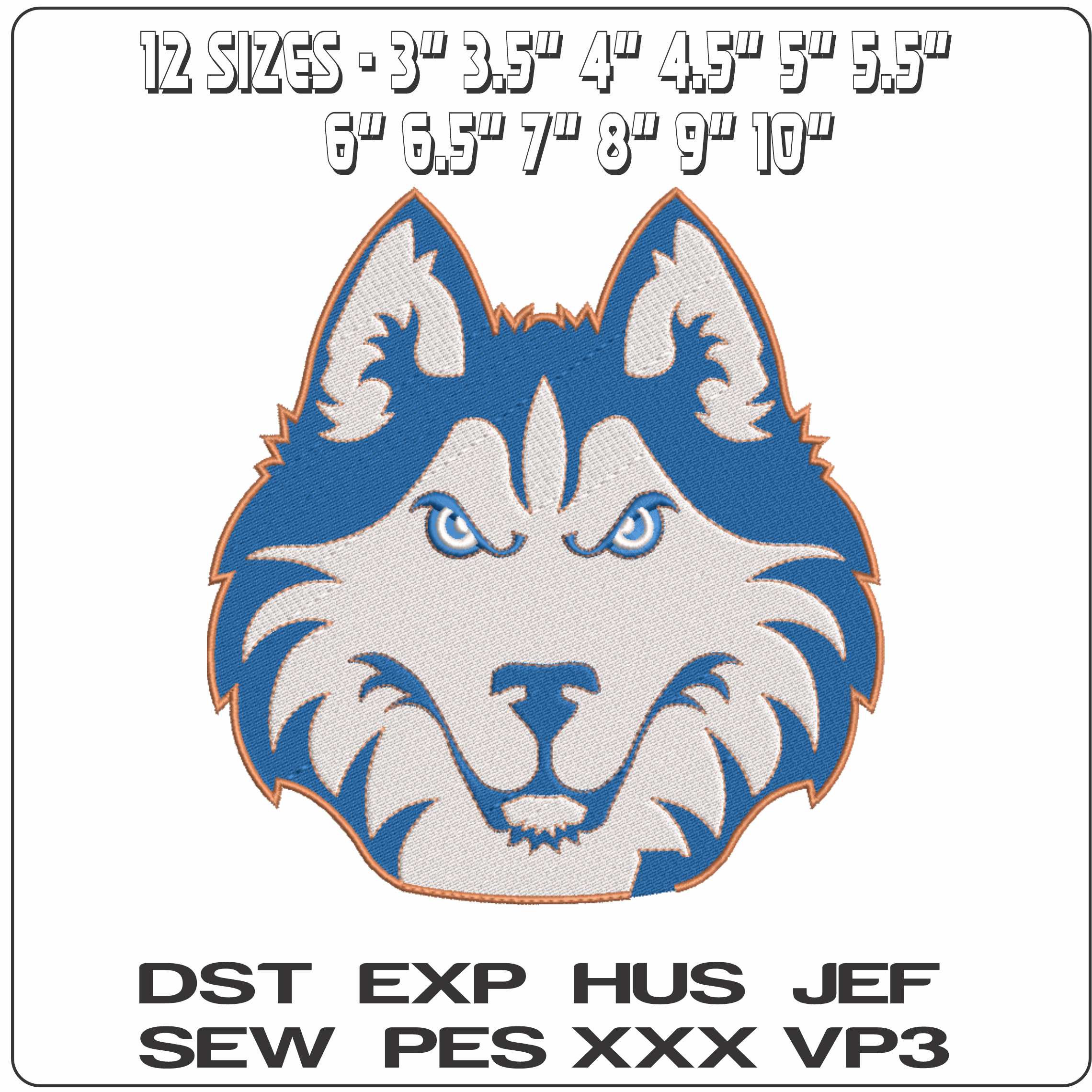 Houston Baptist Huskies Head 2011 to 2023  University  - Elegant embroidery design file-instant download — view 2
