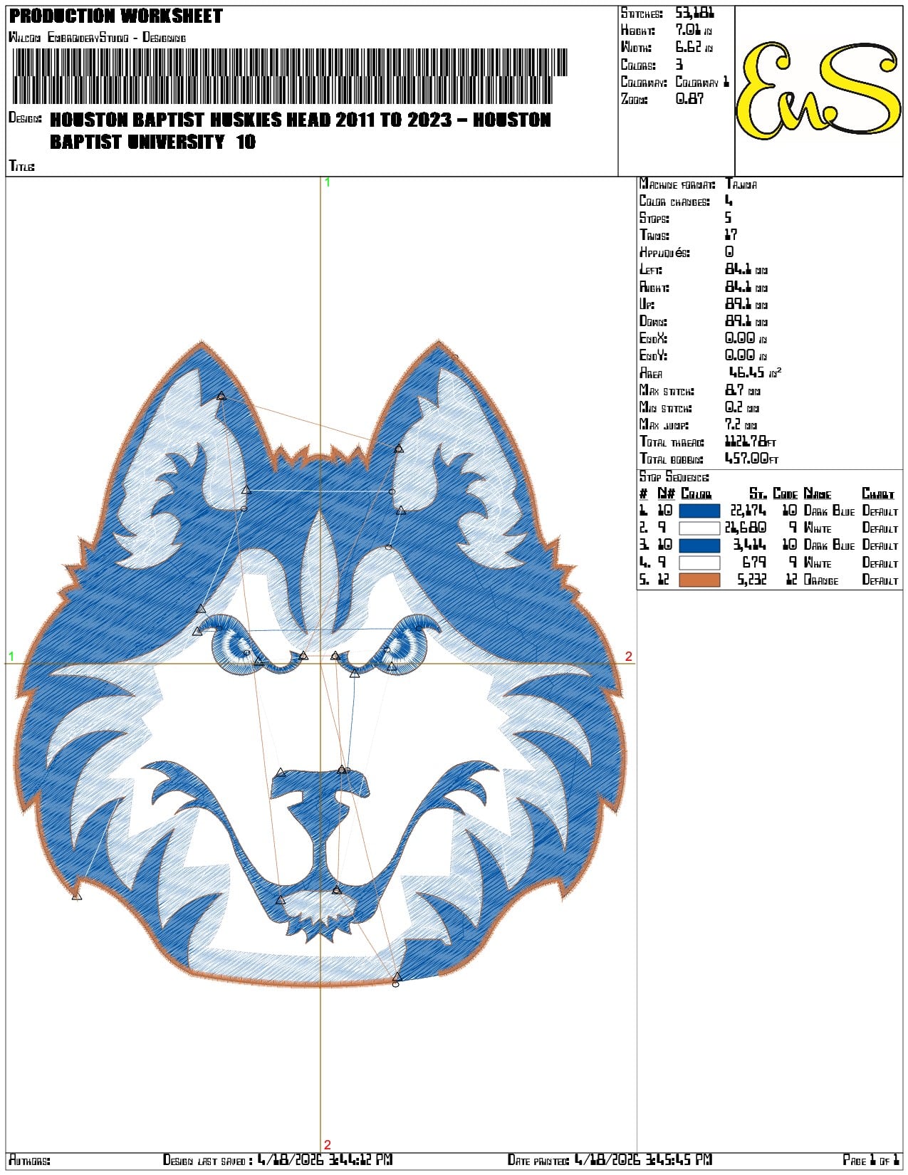 Houston Baptist Huskies Head 2011 to 2023  University  - Elegant embroidery design file-instant download — view 3