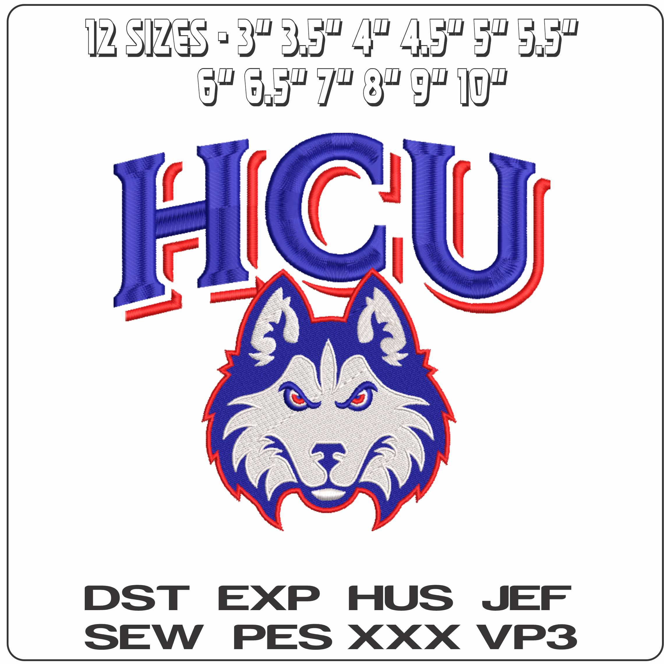 Houston Christian Huskies 2023  University  - Elegant embroidery design file-instant download — view 2