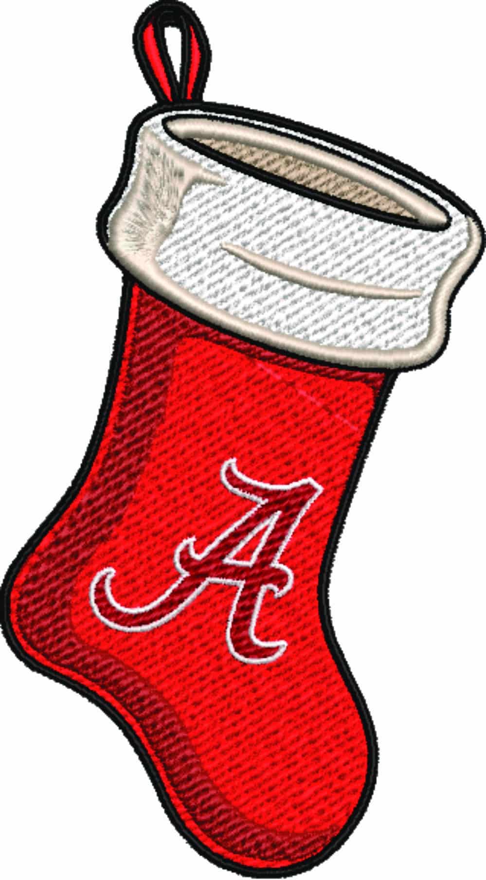 Christmas Stocking Alabama Crimson Tide - embroidery file - instant download in a frame — view 3