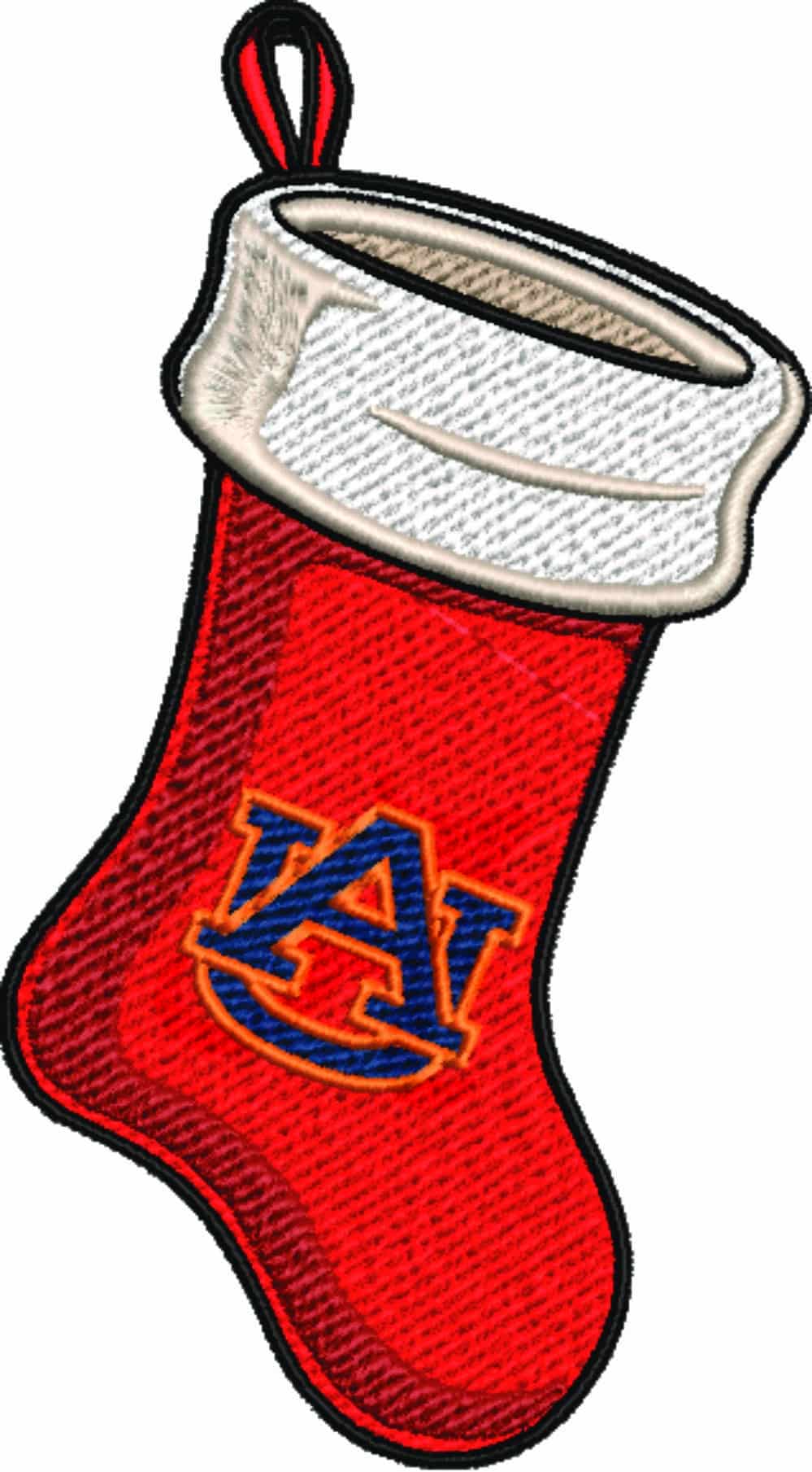 Auburn Christmas Stocking- embroidery file - instant download in a frame — view 2