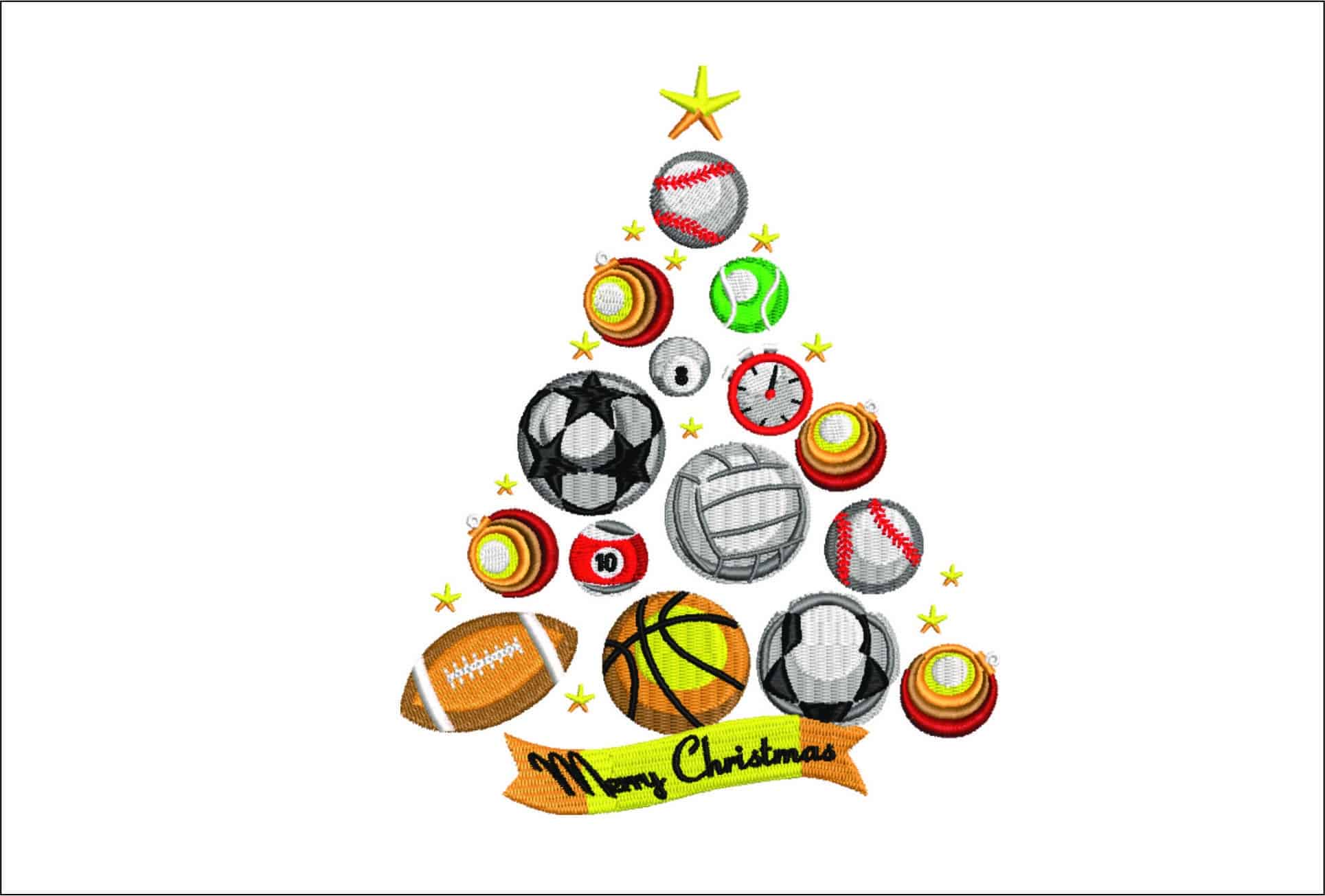 Balls Christmas Tree- embroidery file - instant download in a frame
