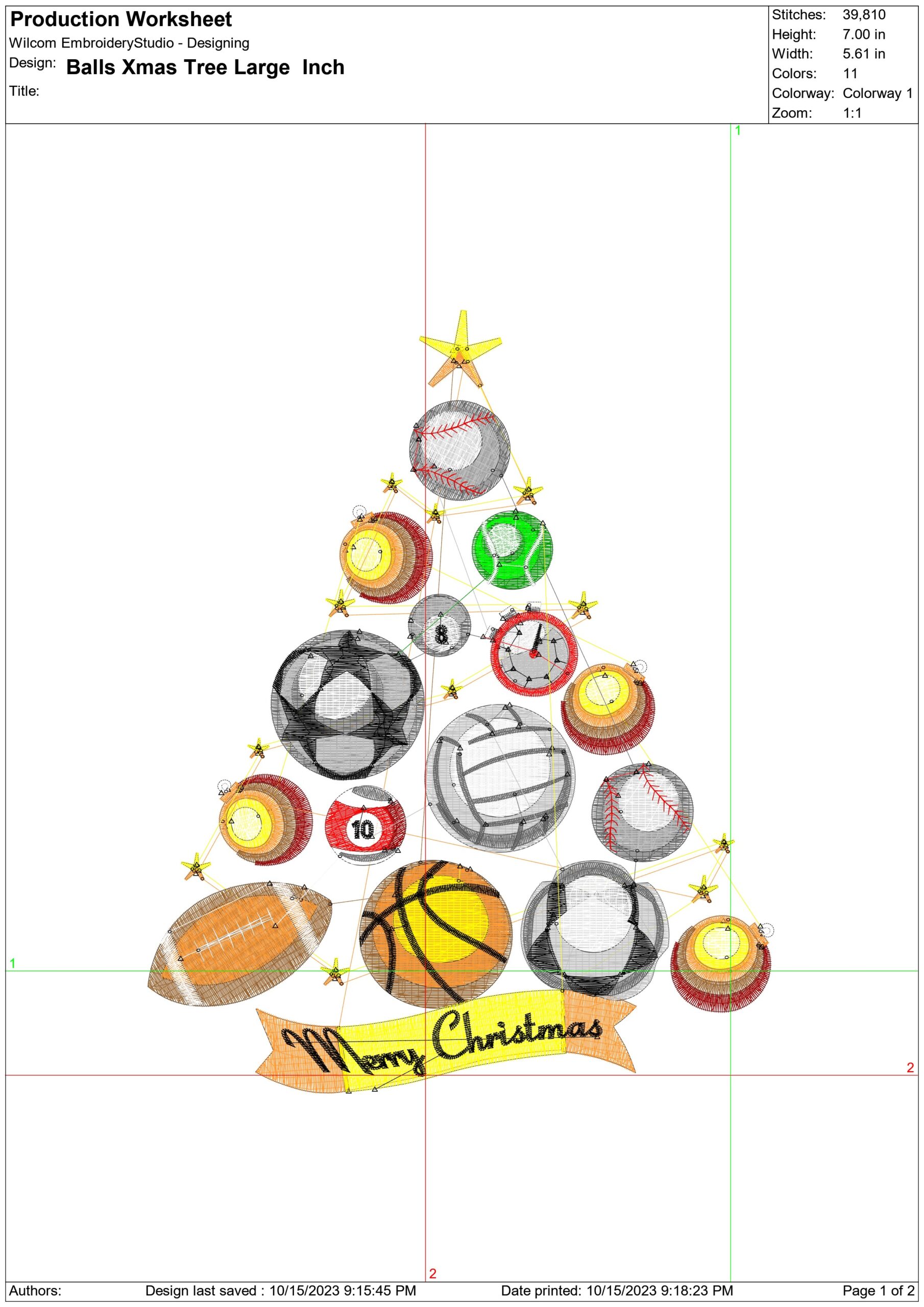 Balls Christmas Tree- embroidery file - instant download in a frame — view 2