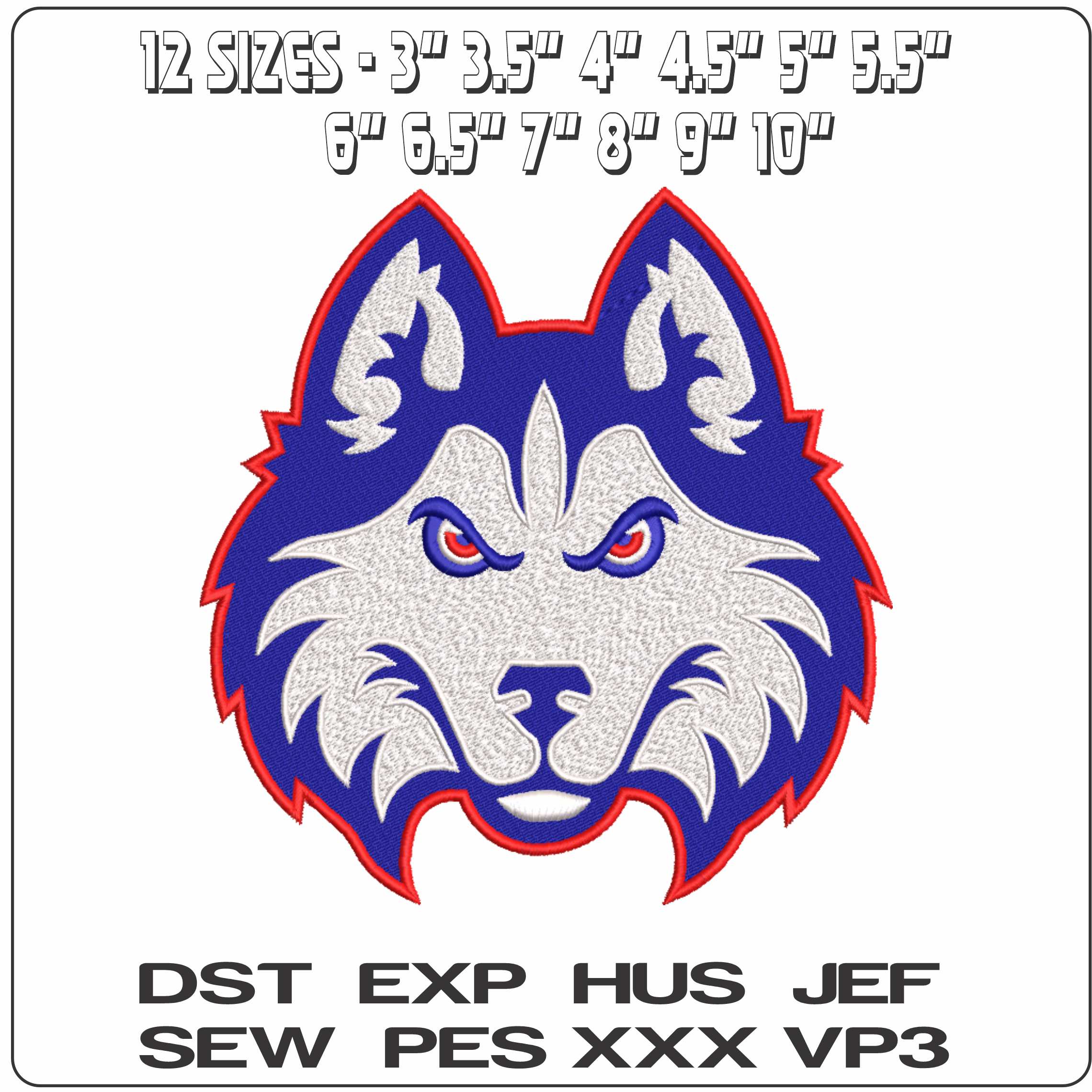 Houston Christian Huskies Head 2023  University  - Elegant embroidery design file-instant download — view 2